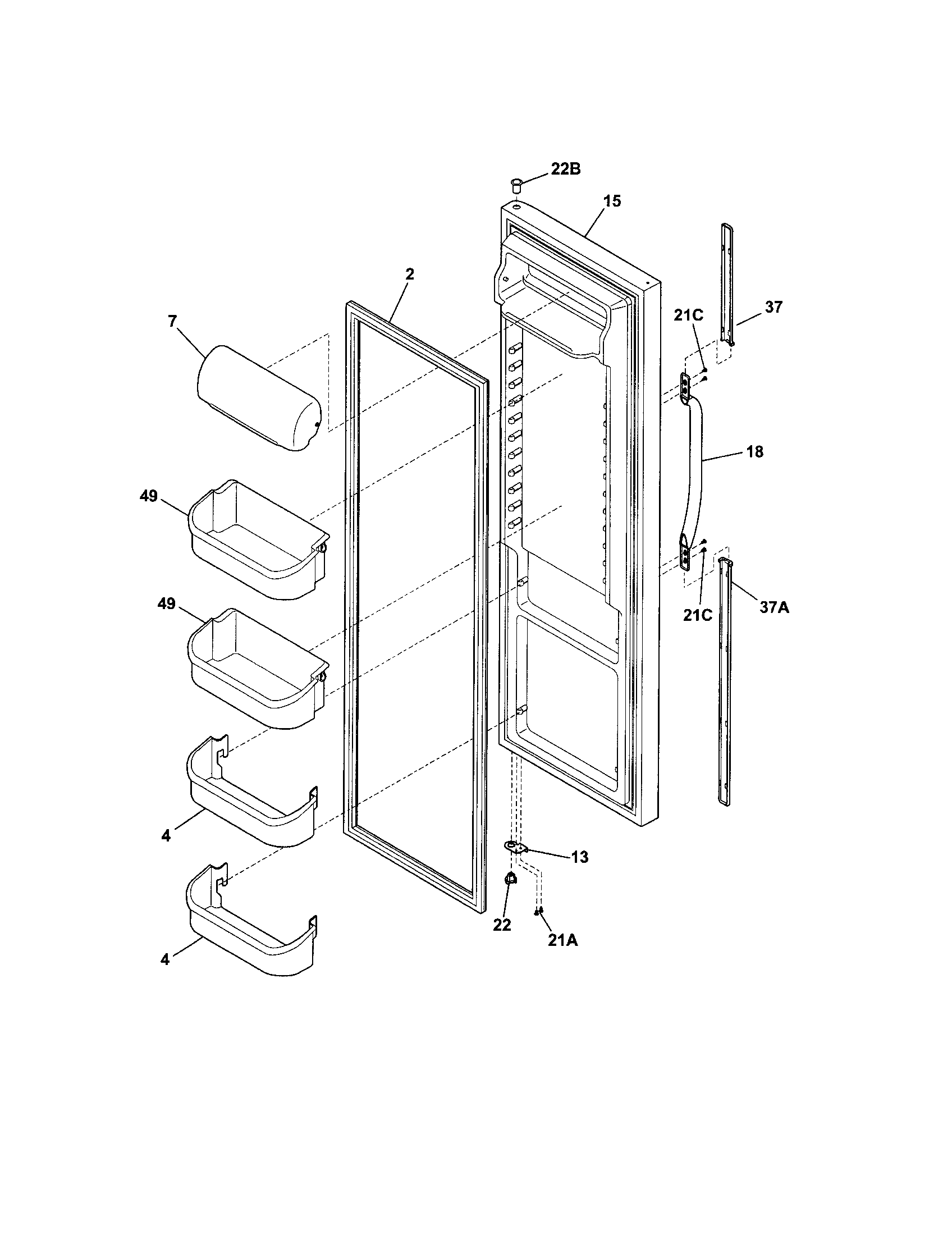 Frigidaire FRS26LH5DS0 refrigerator door diagram