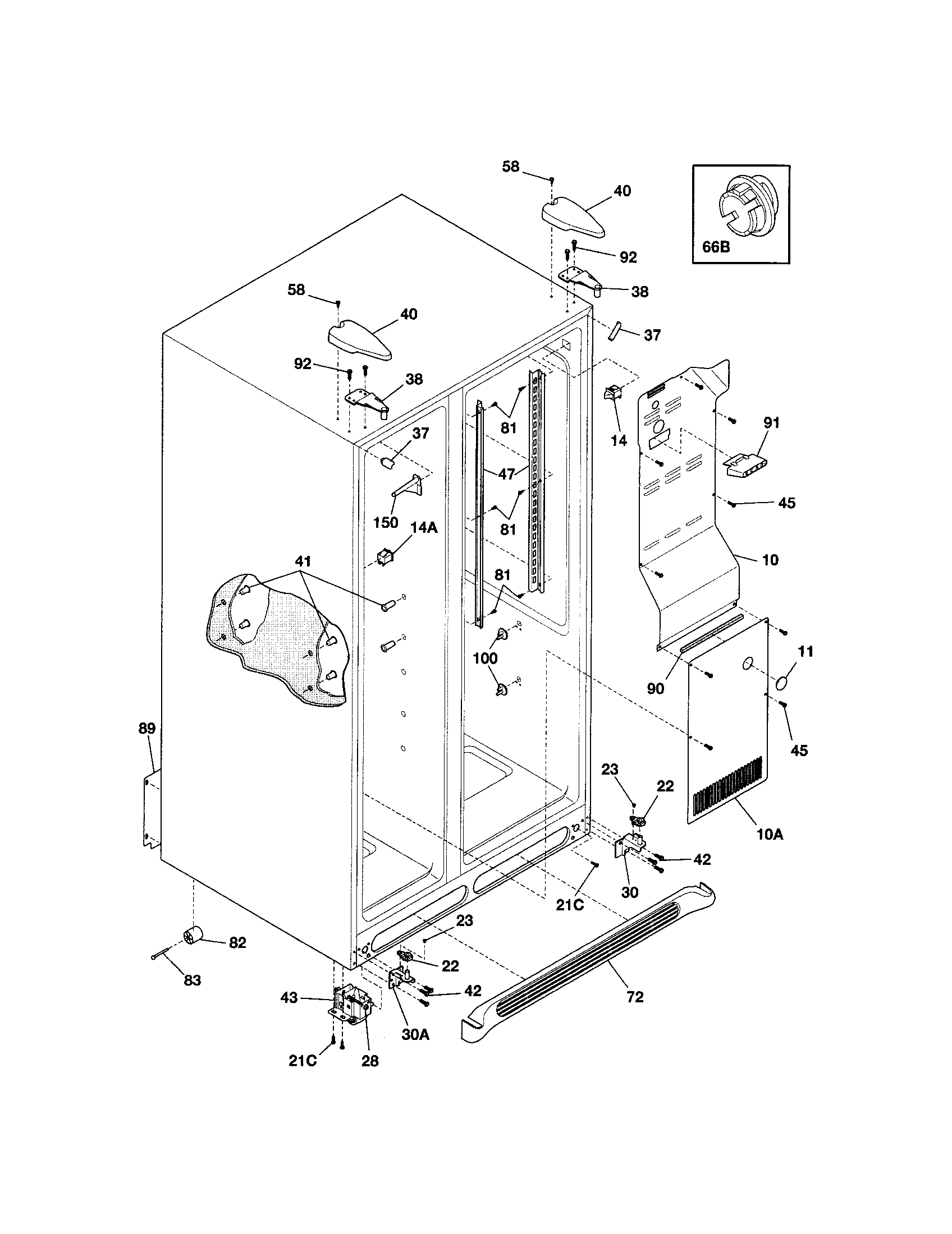 Frigidaire FRS26LH5DS0 cabinet diagram