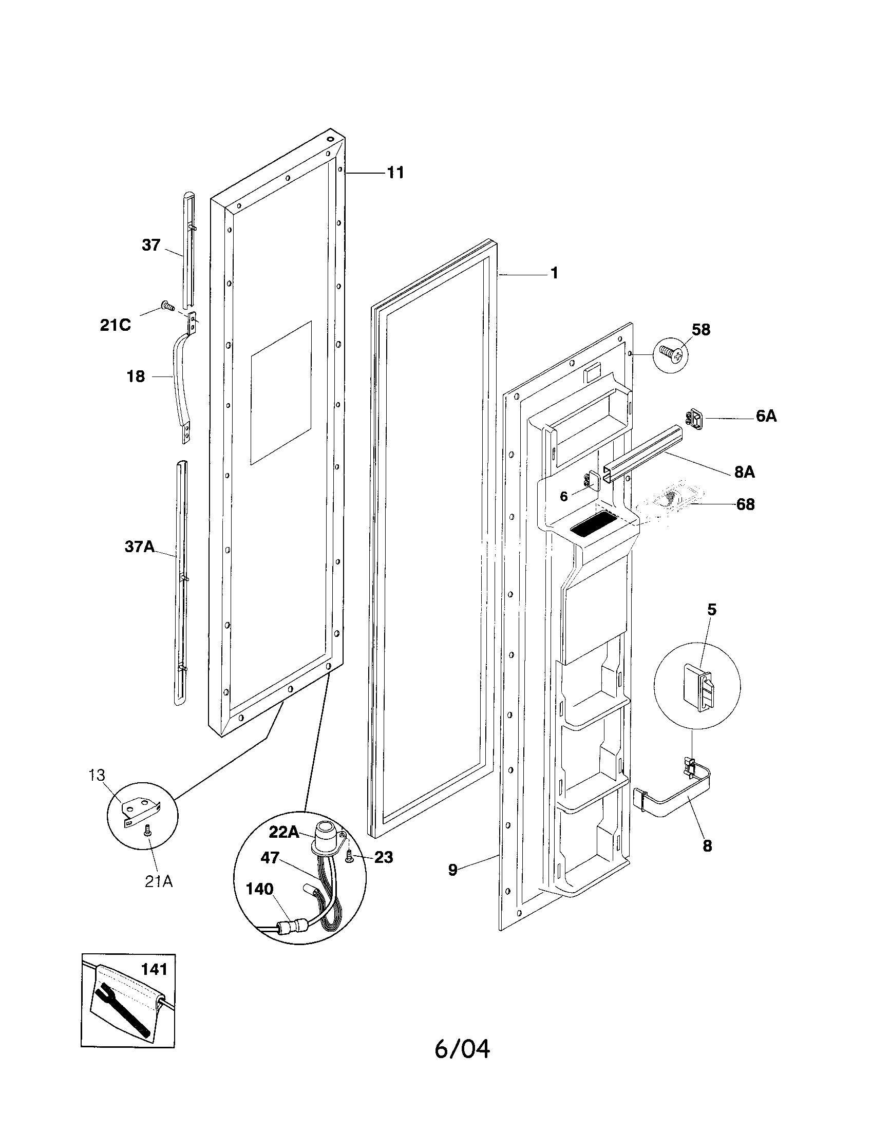 Frigidaire FRS23ZTJQ0 freezer door diagram