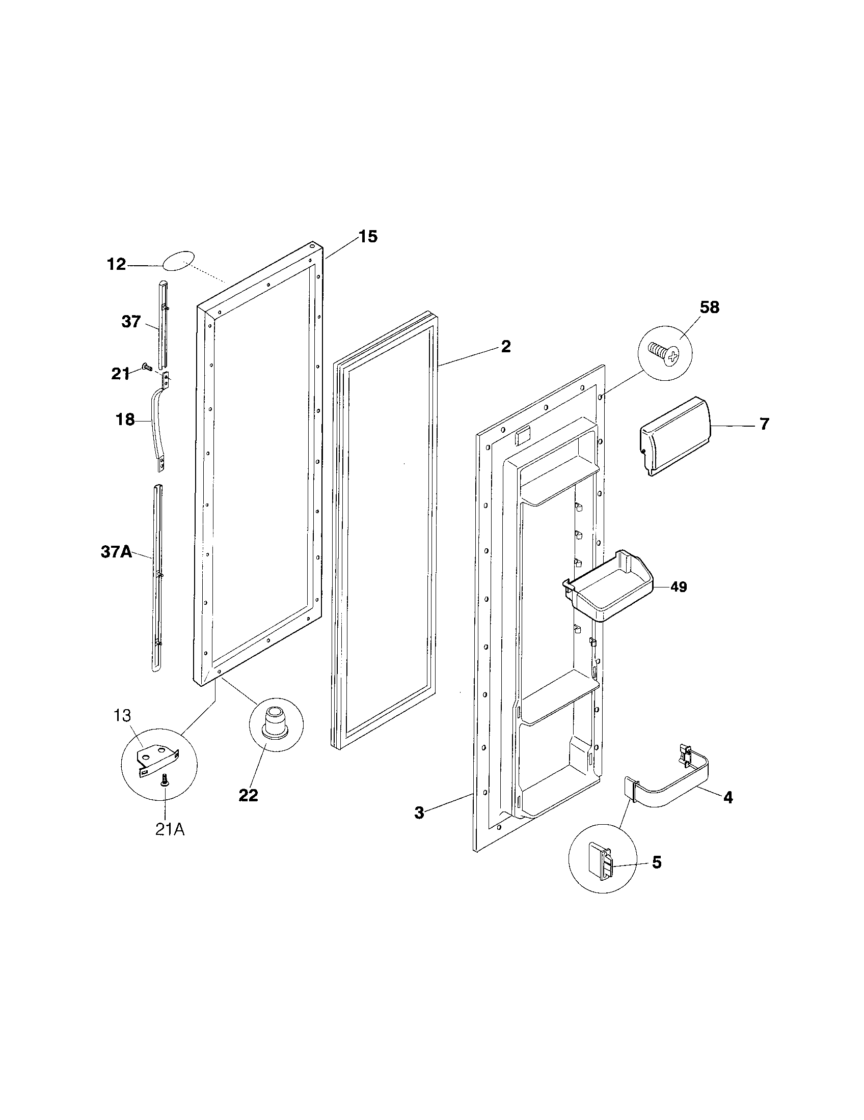 Frigidaire FRS23ZTJQ0 refrigerator door diagram