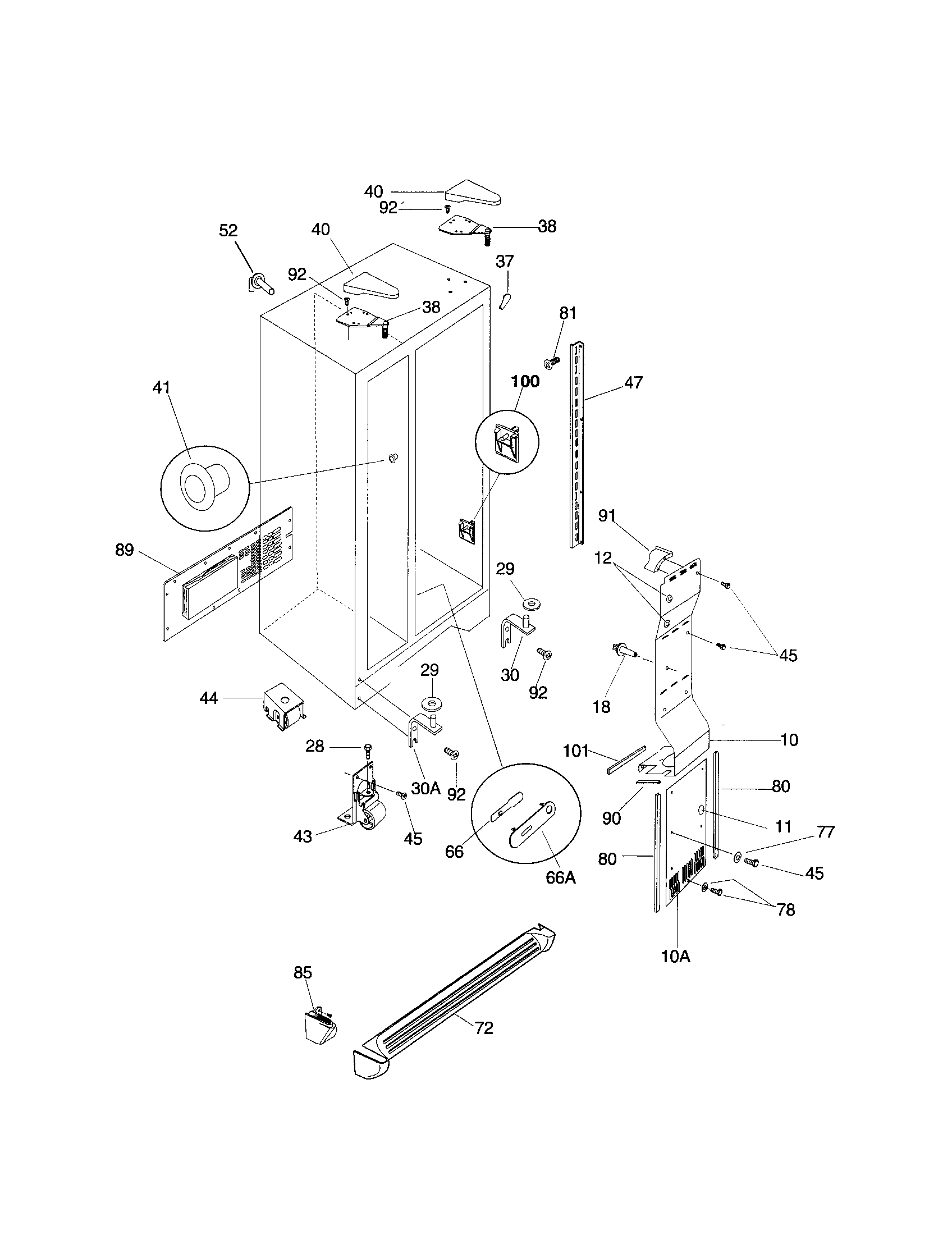 Frigidaire FRS23ZTJQ0 cabinet diagram