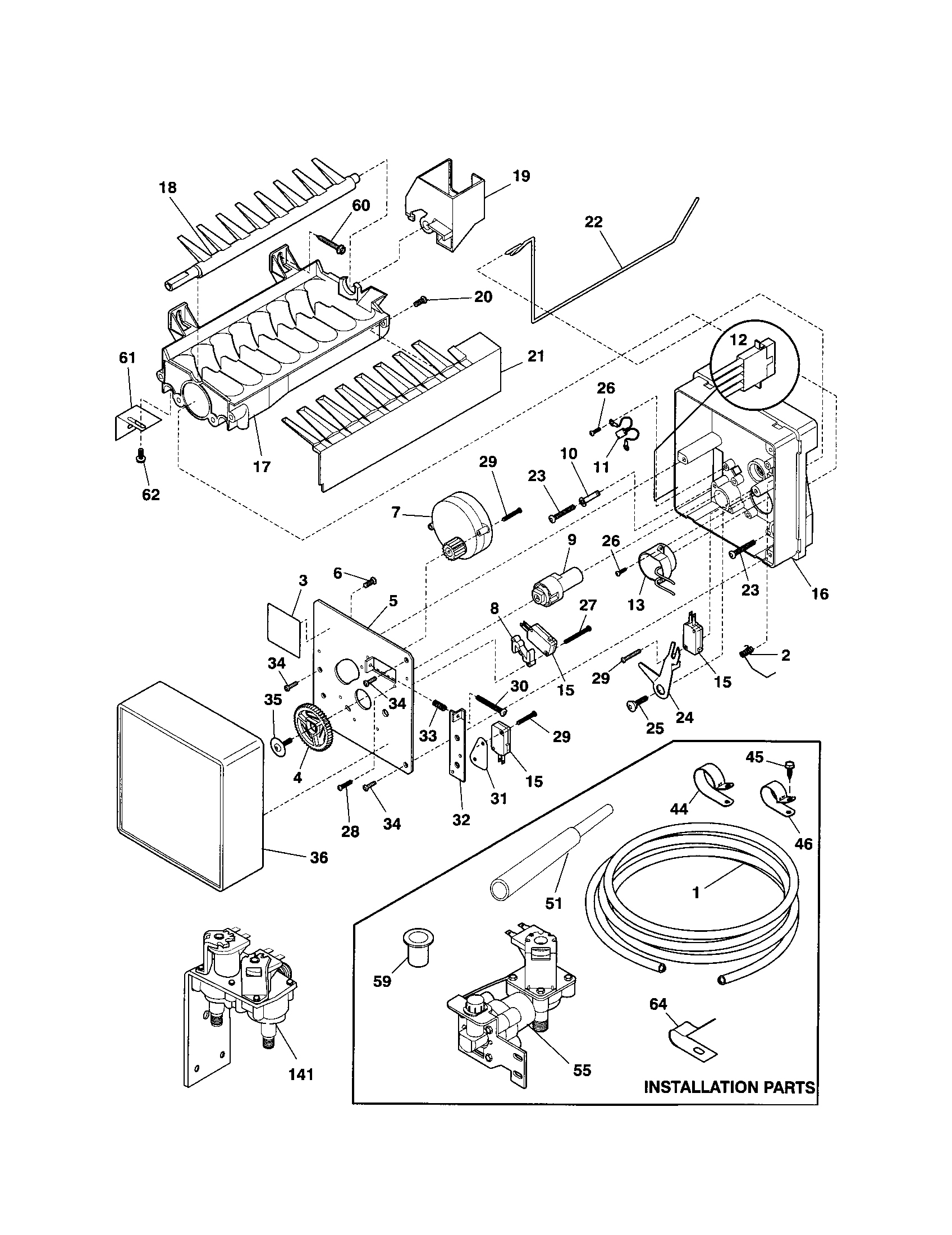Frigidaire FRS23ZTJQ0 ice maker diagram