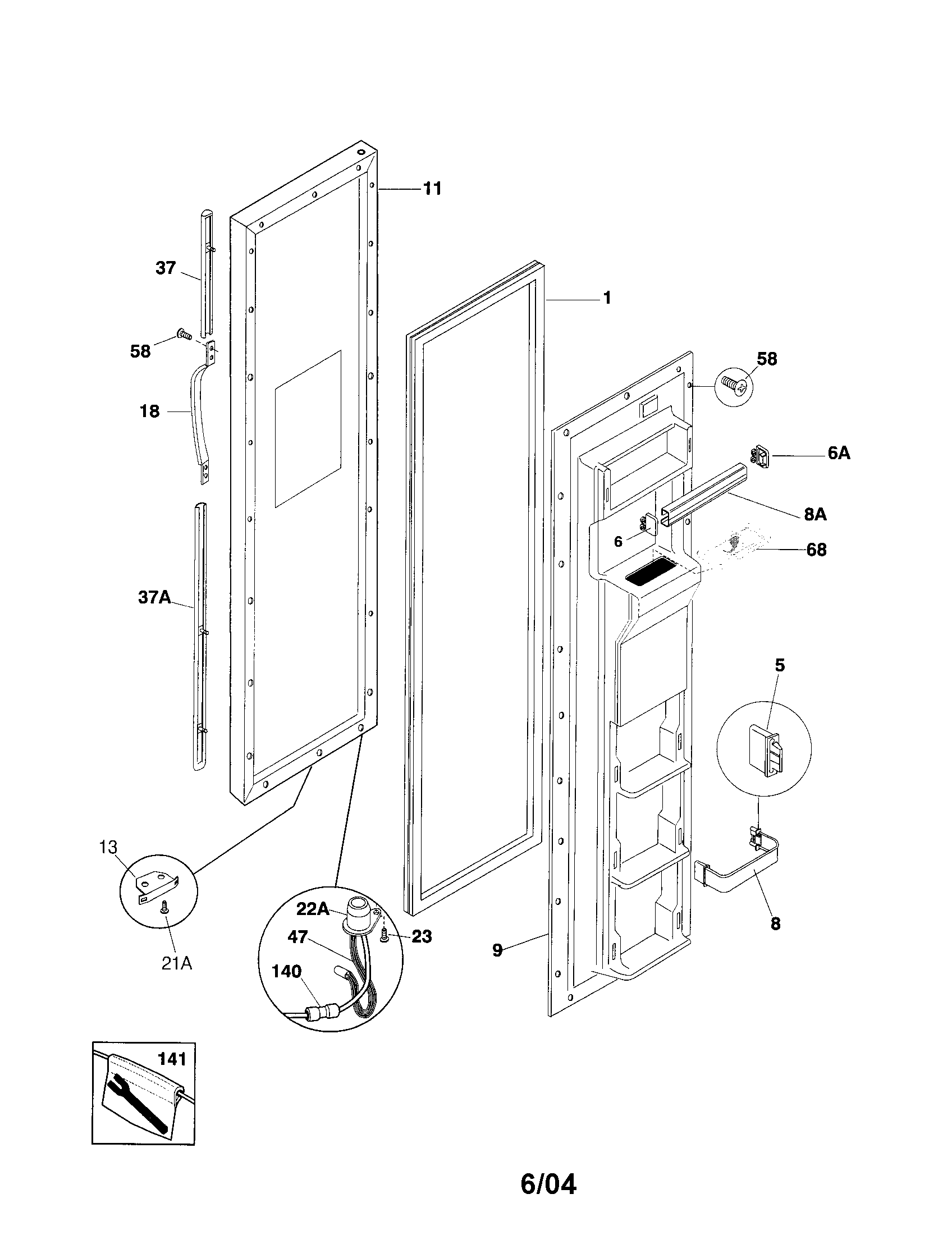 Frigidaire FRS23ZTJQ1 freezer door diagram