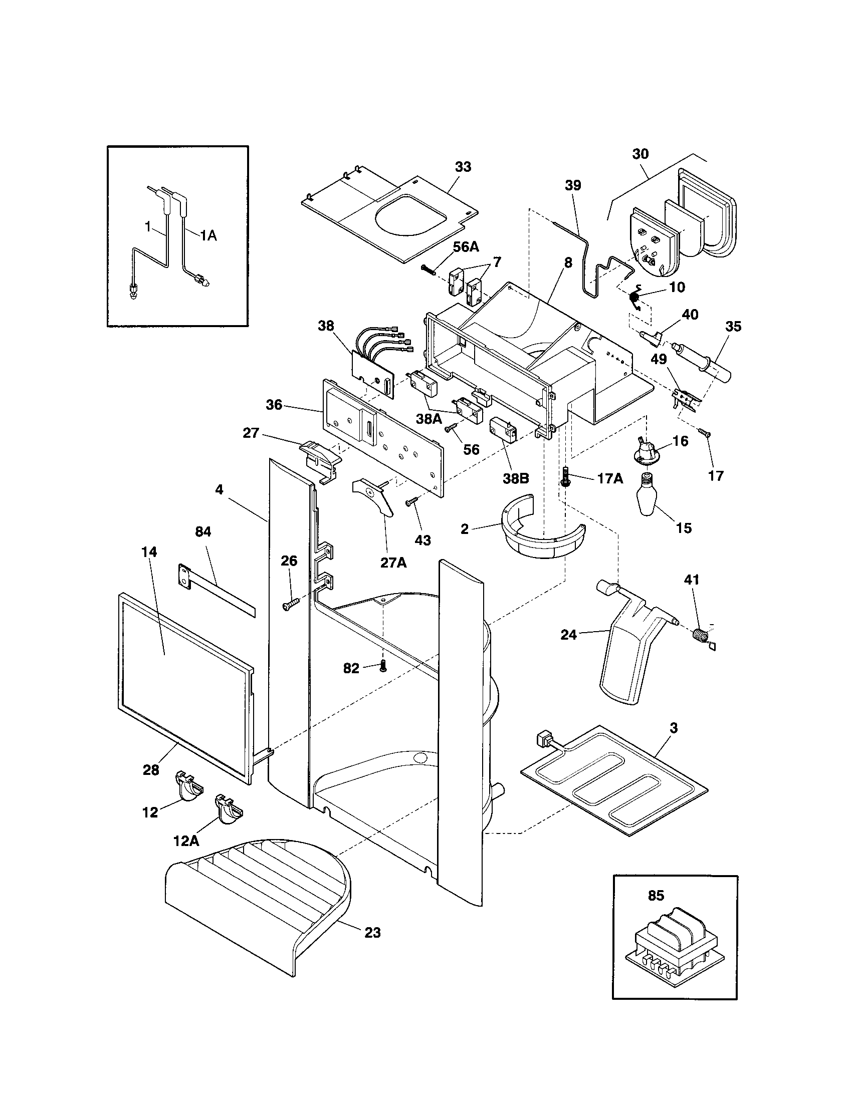 Frigidaire FRS23ZTJQ1 dispenser diagram