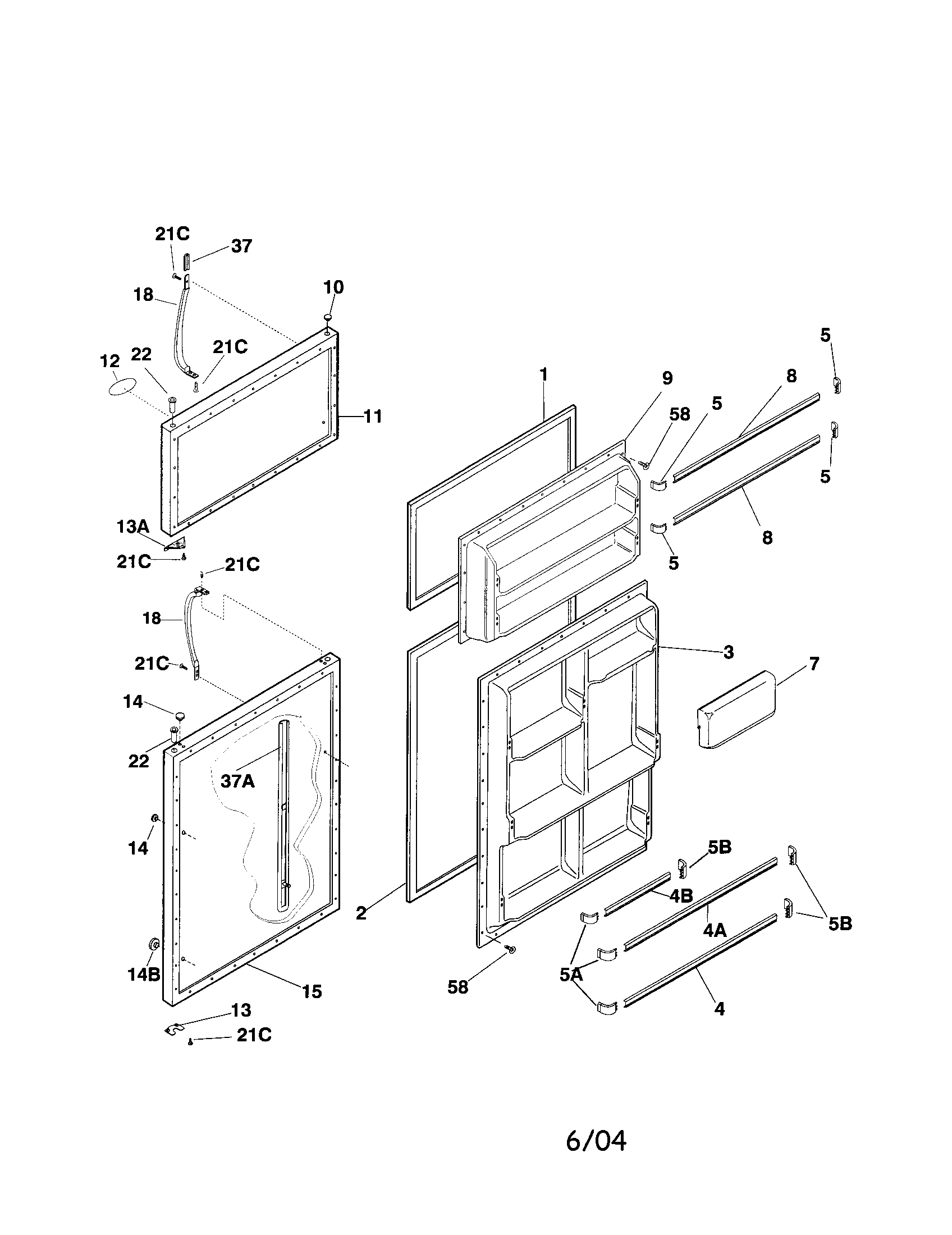 Frigidaire F44N21GSW0 door diagram