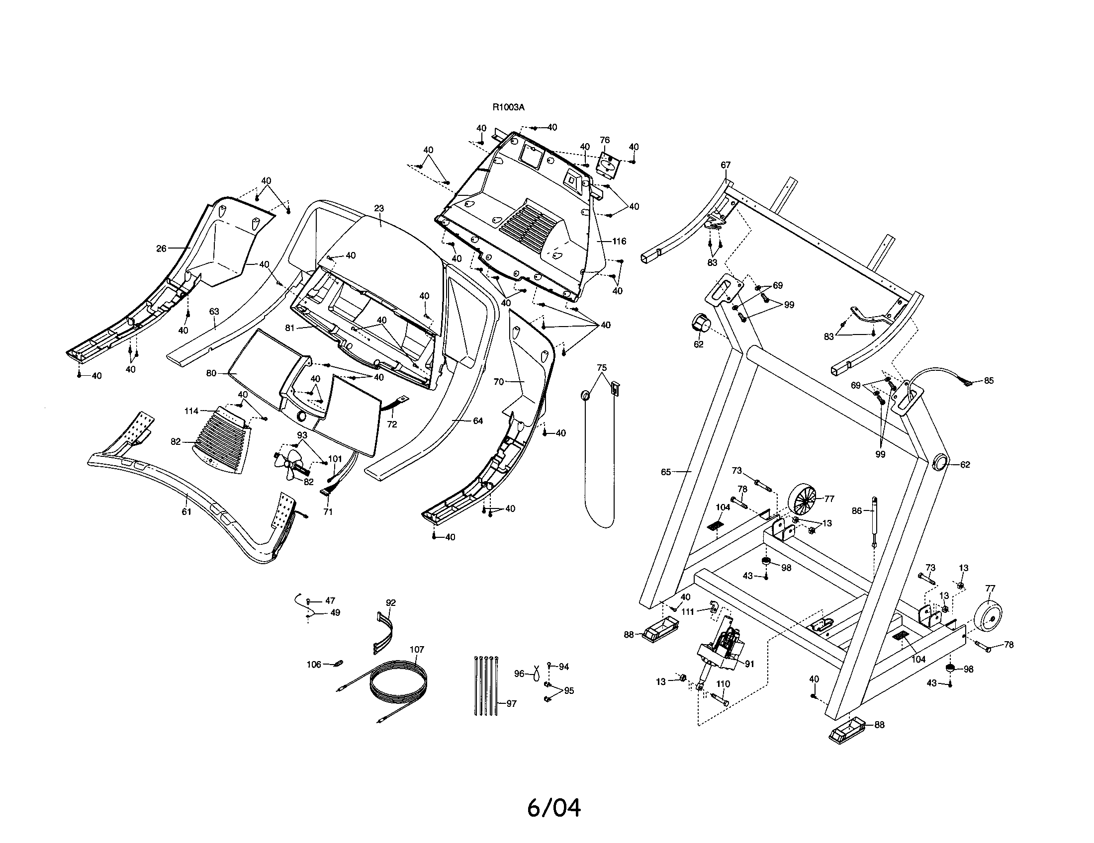Proform DTL73941 console/handrails diagram