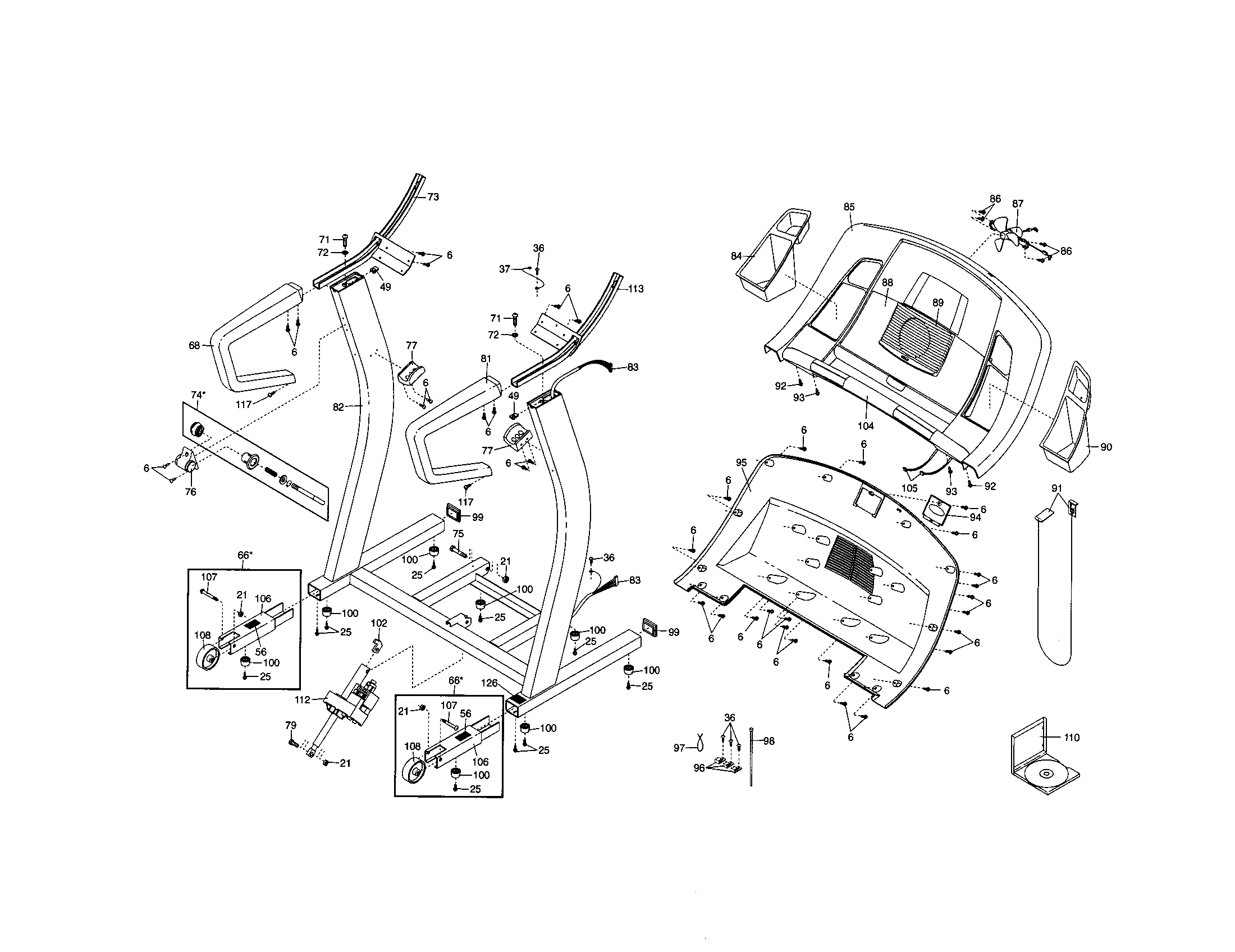 Proform PFTL61931 console/handrails diagram
