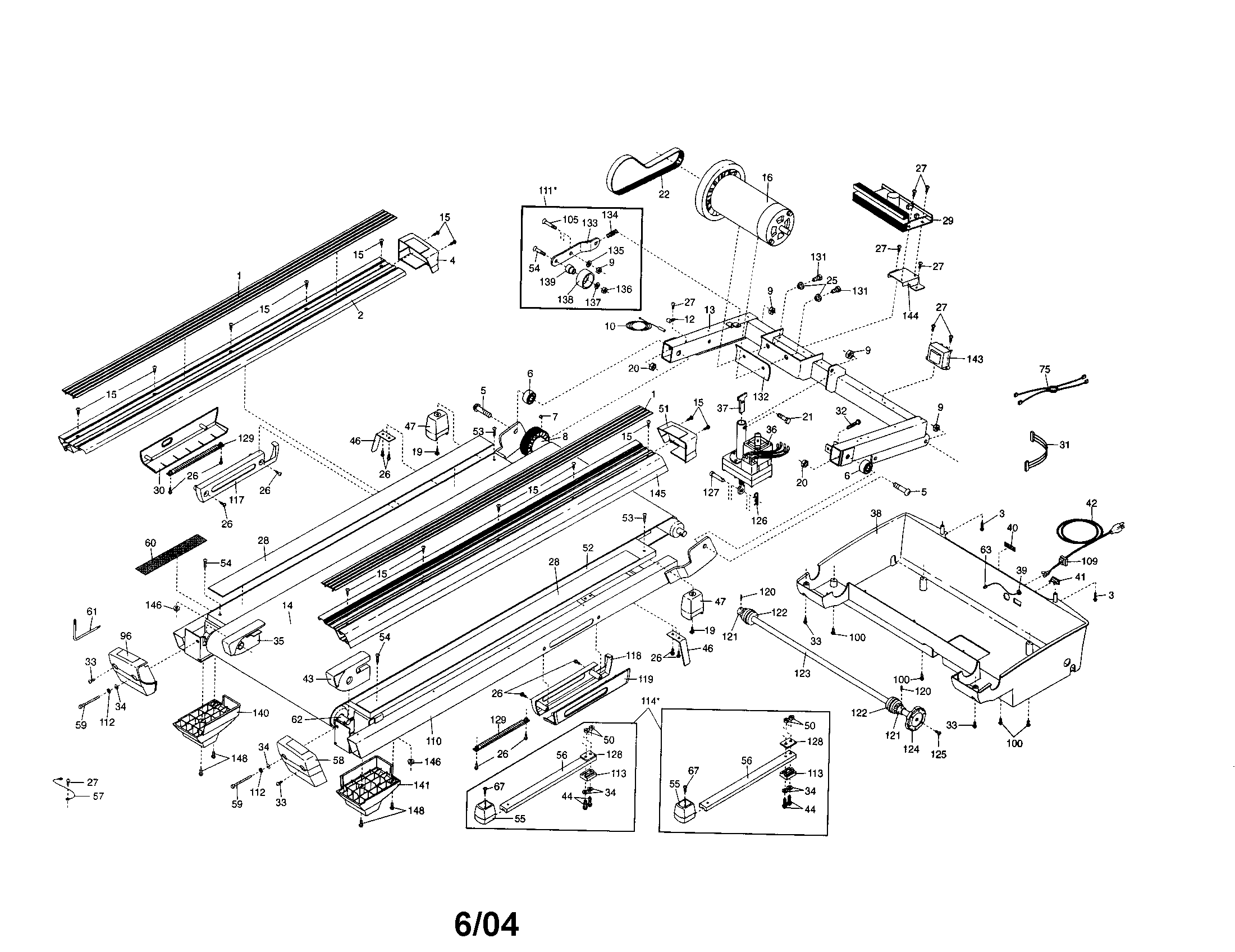 NordicTrack 831294142 walking belt/motor/motor hood diagram