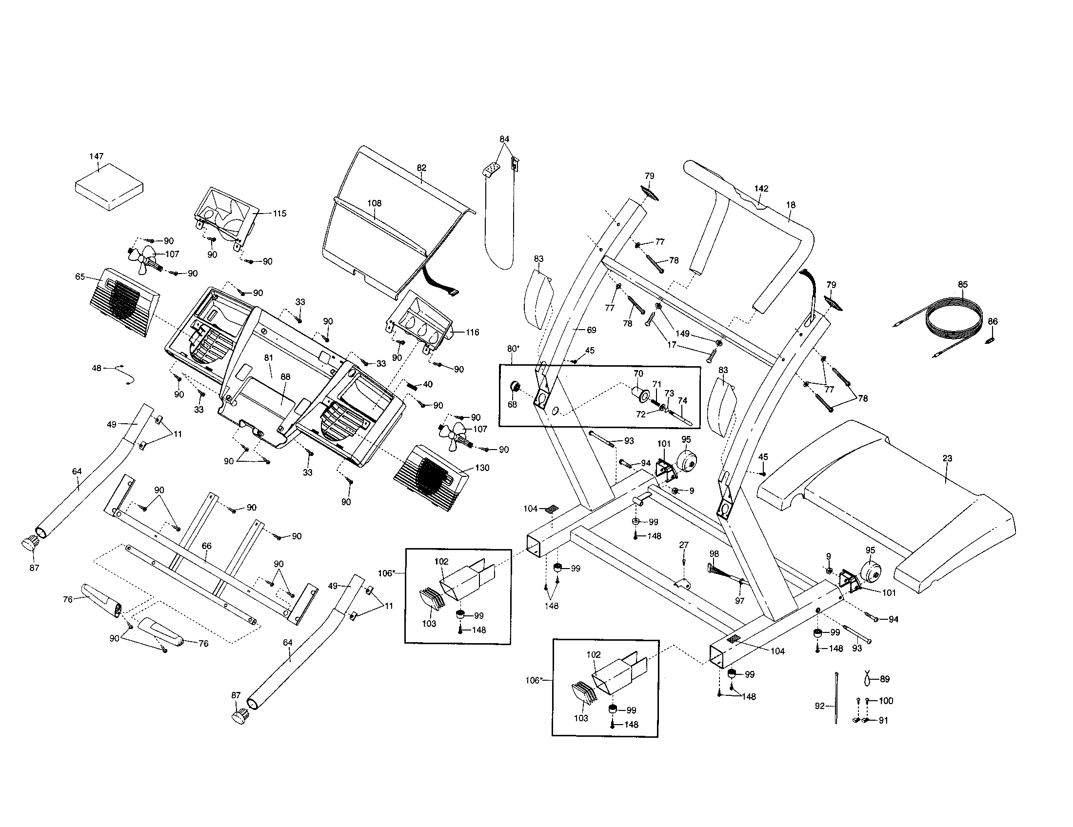 NordicTrack 831294142 console/handrails diagram