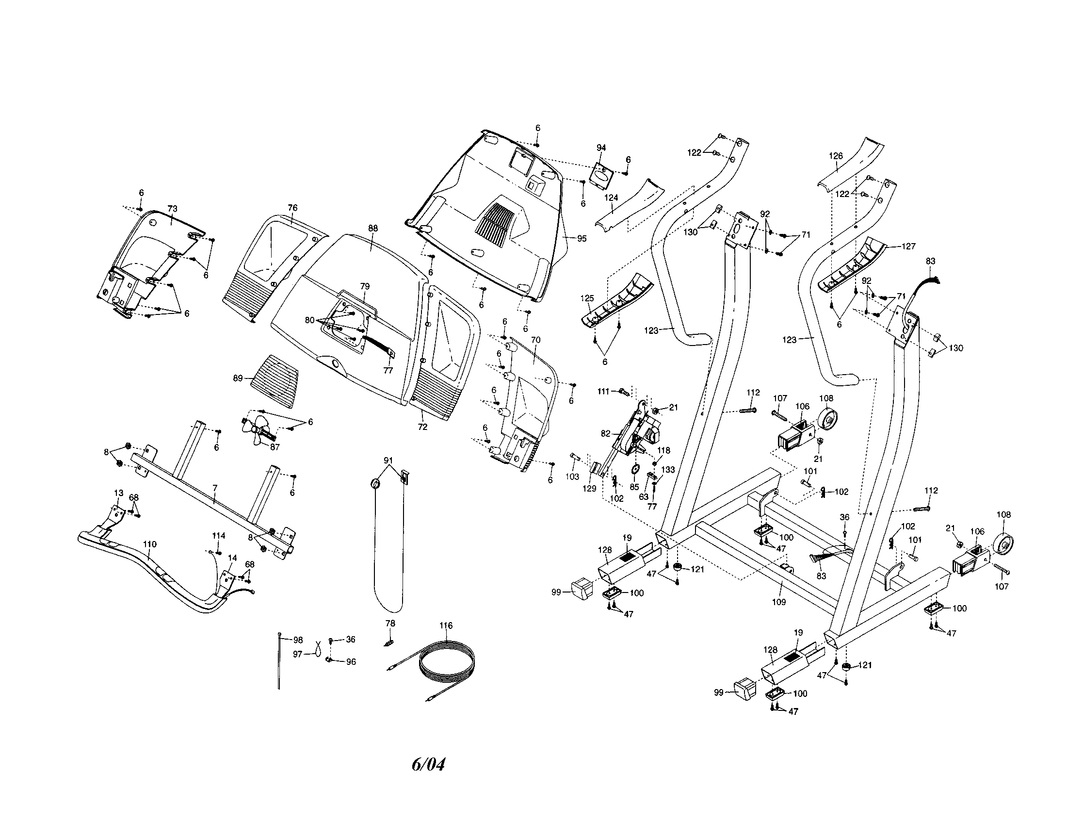 Proform 831294052 console/handrails diagram