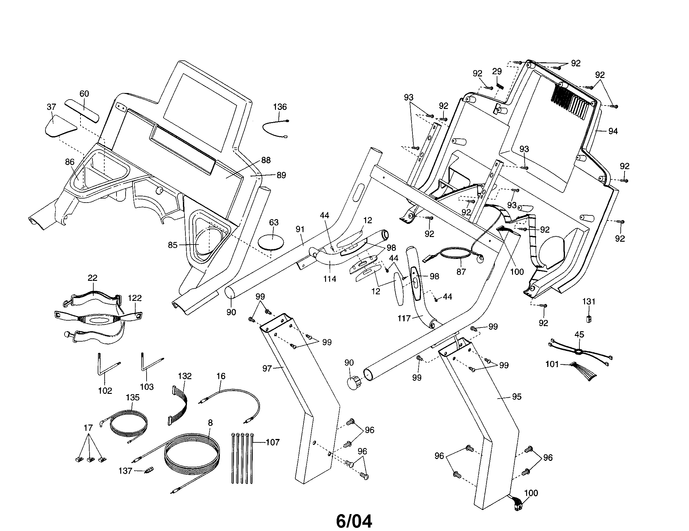 Proform FMTL39940 console/handrails diagram