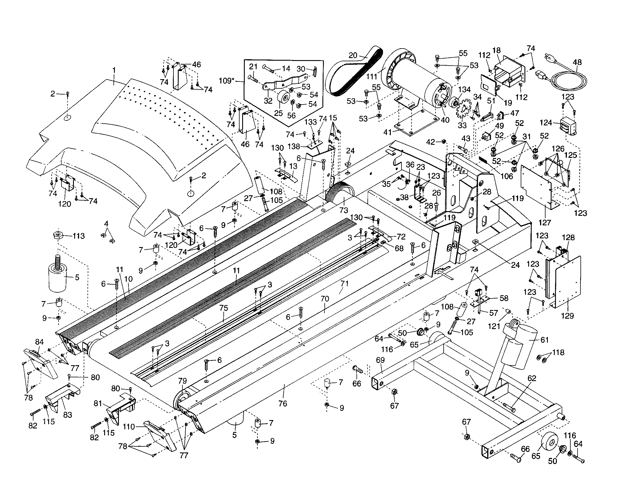 Proform FMTL39940 walkinb belt/motor/hood diagram
