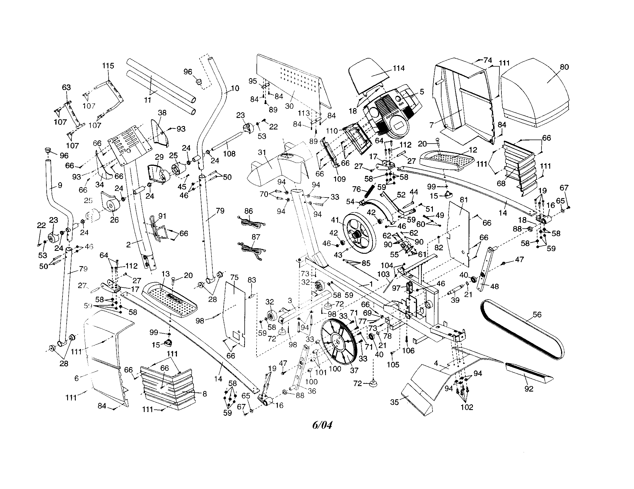 Proform PFEL71030 elliptical diagram