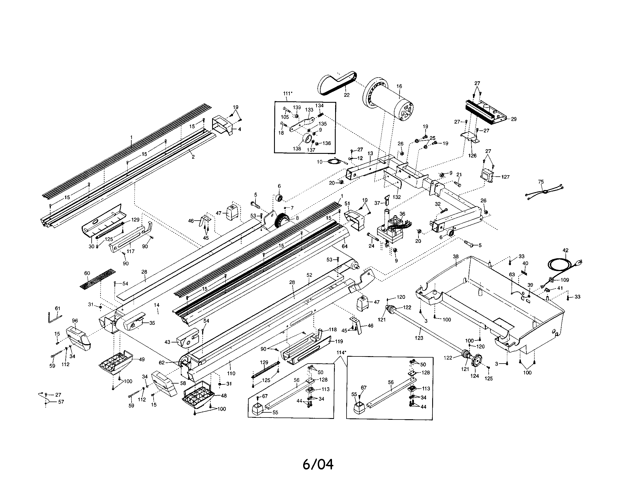NordicTrack 831293162 walking belt/motor/hood diagram