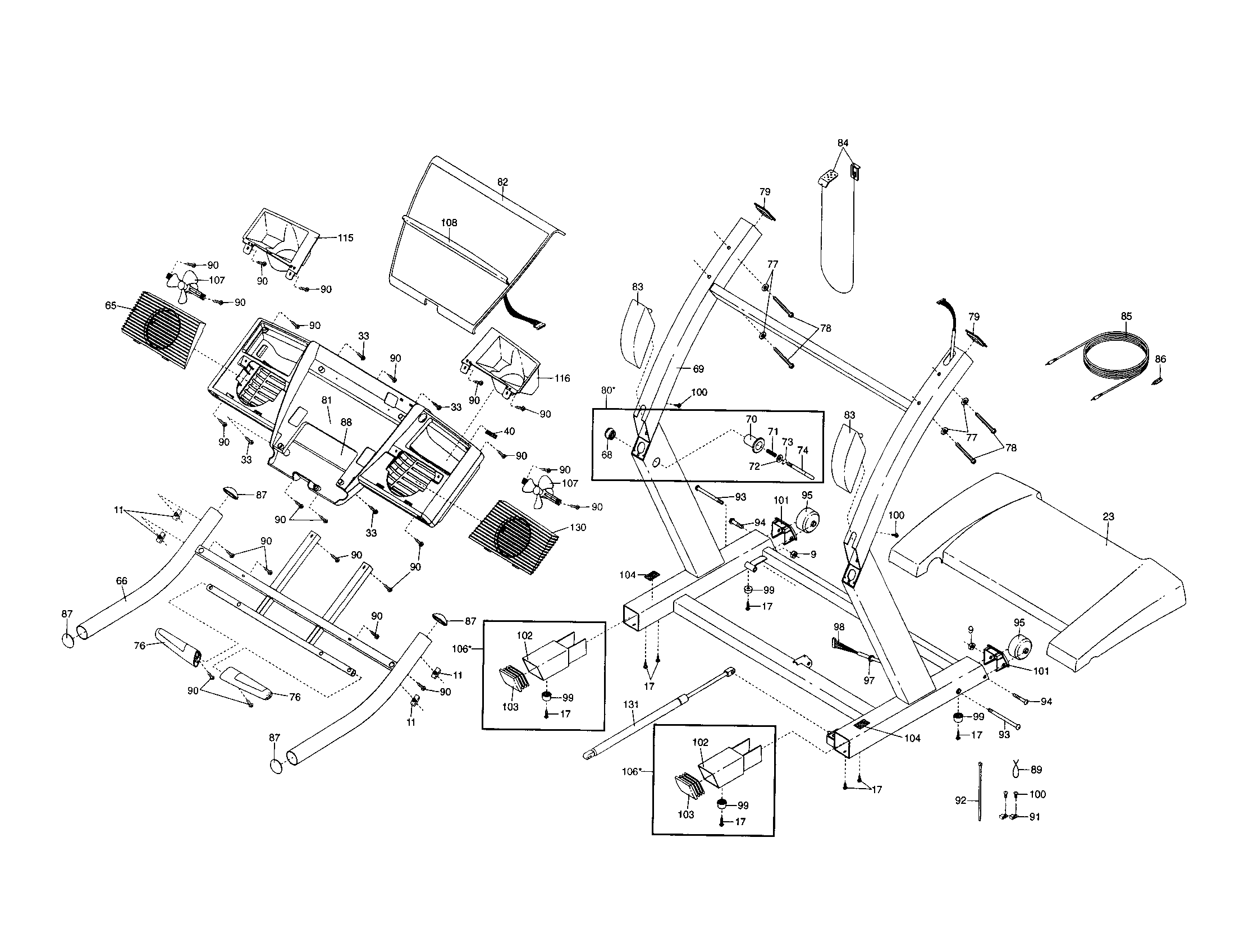NordicTrack 831293162 console/handrails diagram
