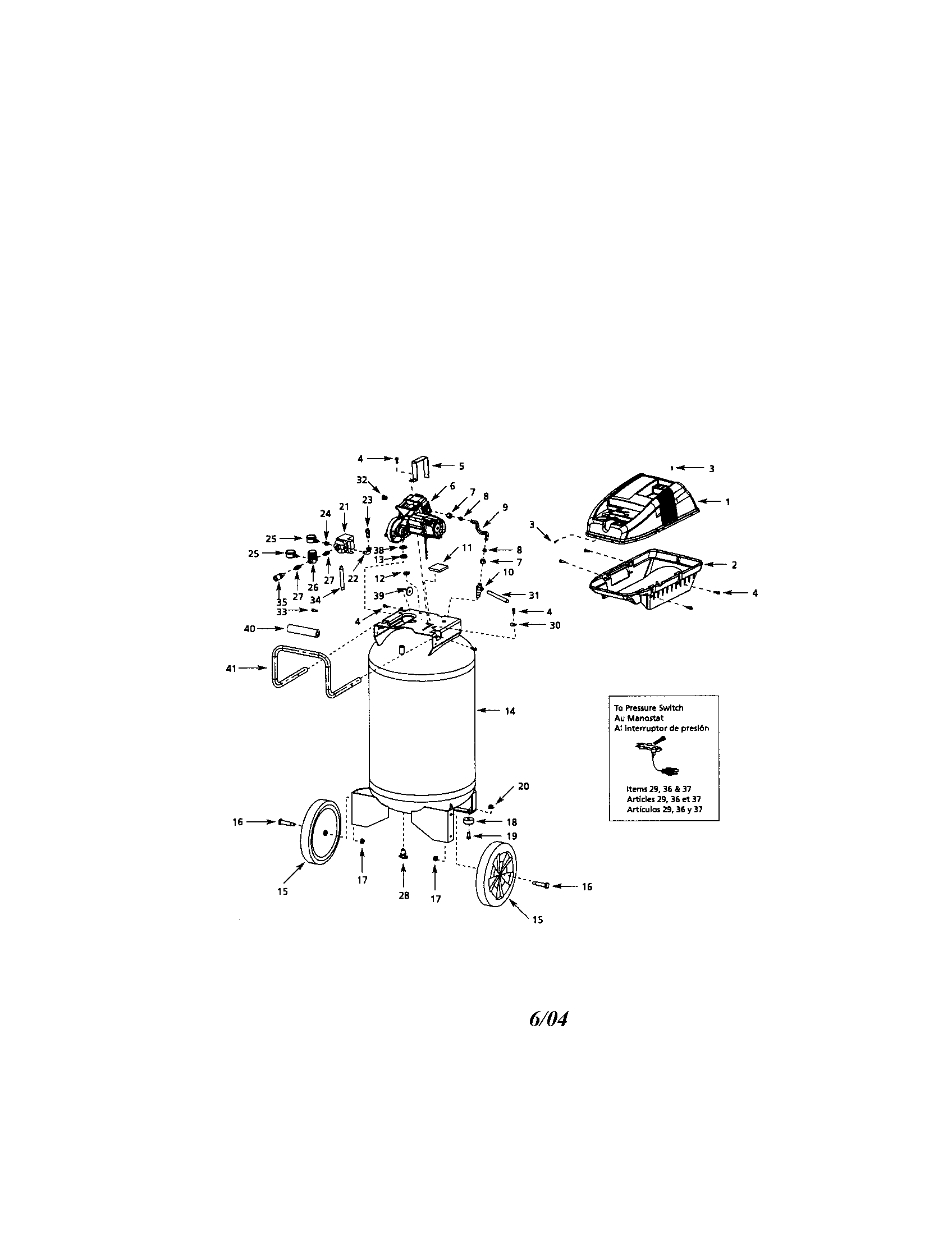 Campbell Hausfeld WL611104 oilless air compressor diagram