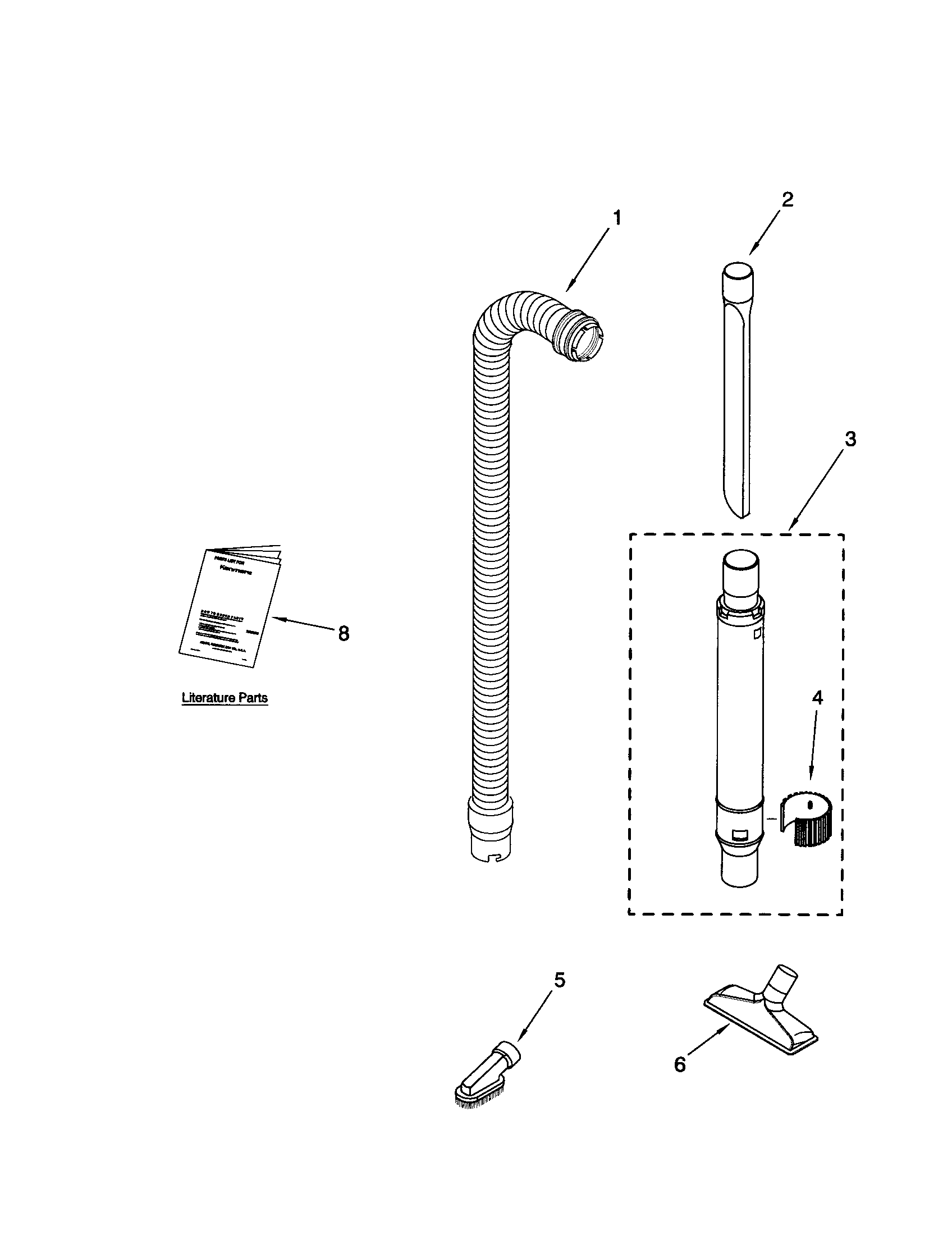 Kenmore 11635725400 hose and attachments diagram