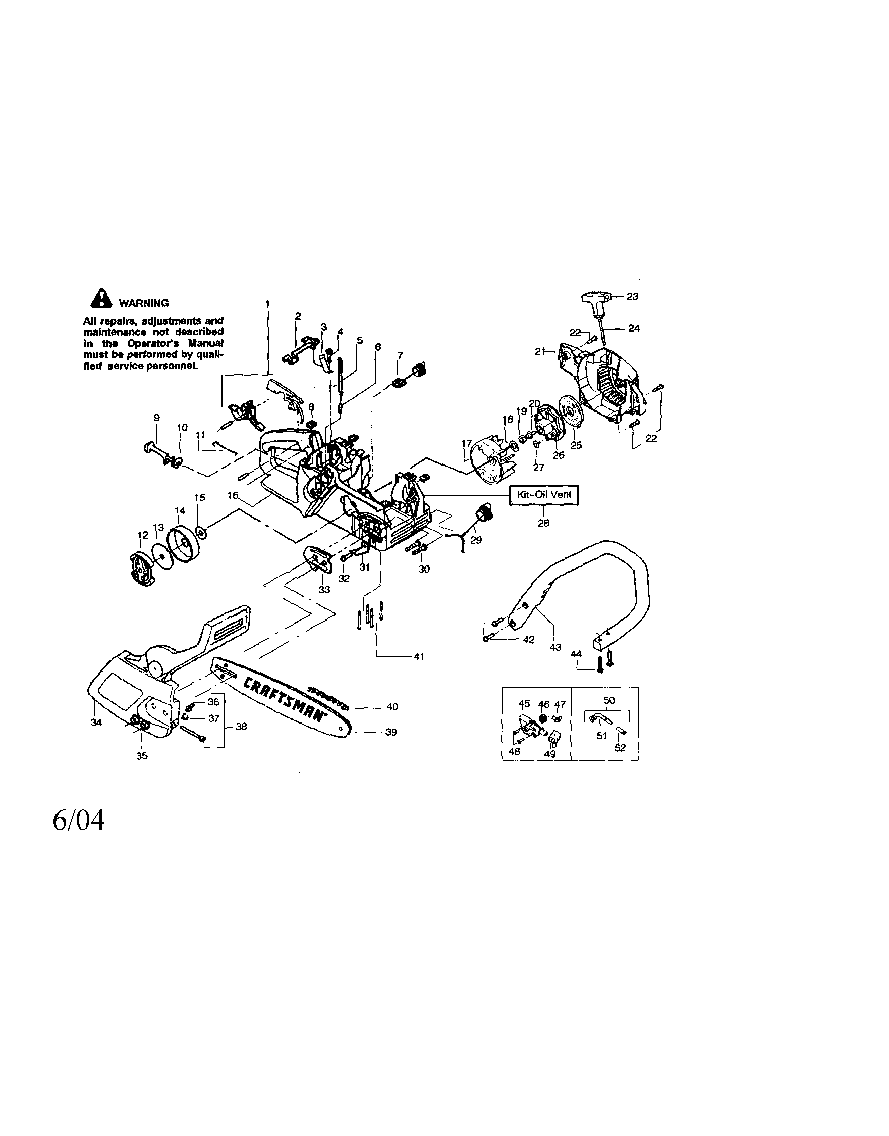 Craftsman 358360131 chain/bar/handle diagram