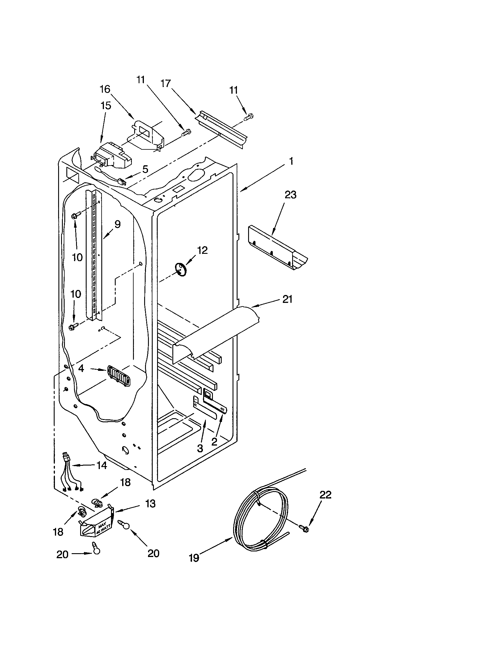 Kenmore 10656376400 refrigerator liner diagram