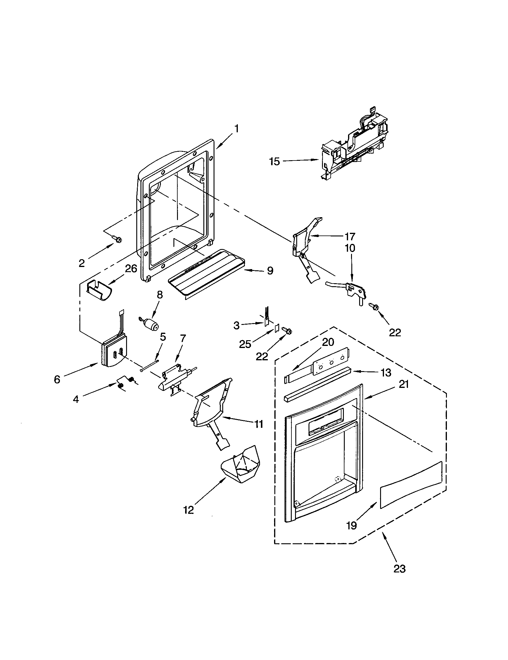 Kenmore 10656376400 dispenser front diagram