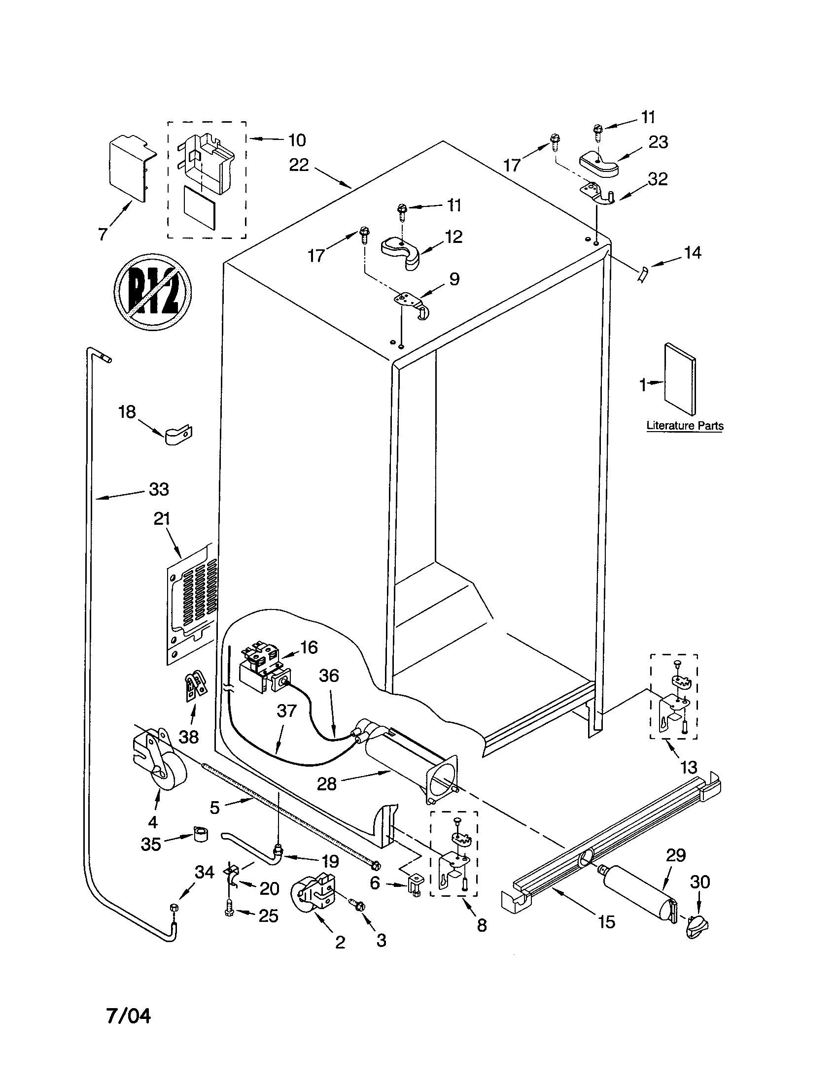 Kenmore 10654903300 cabinet diagram