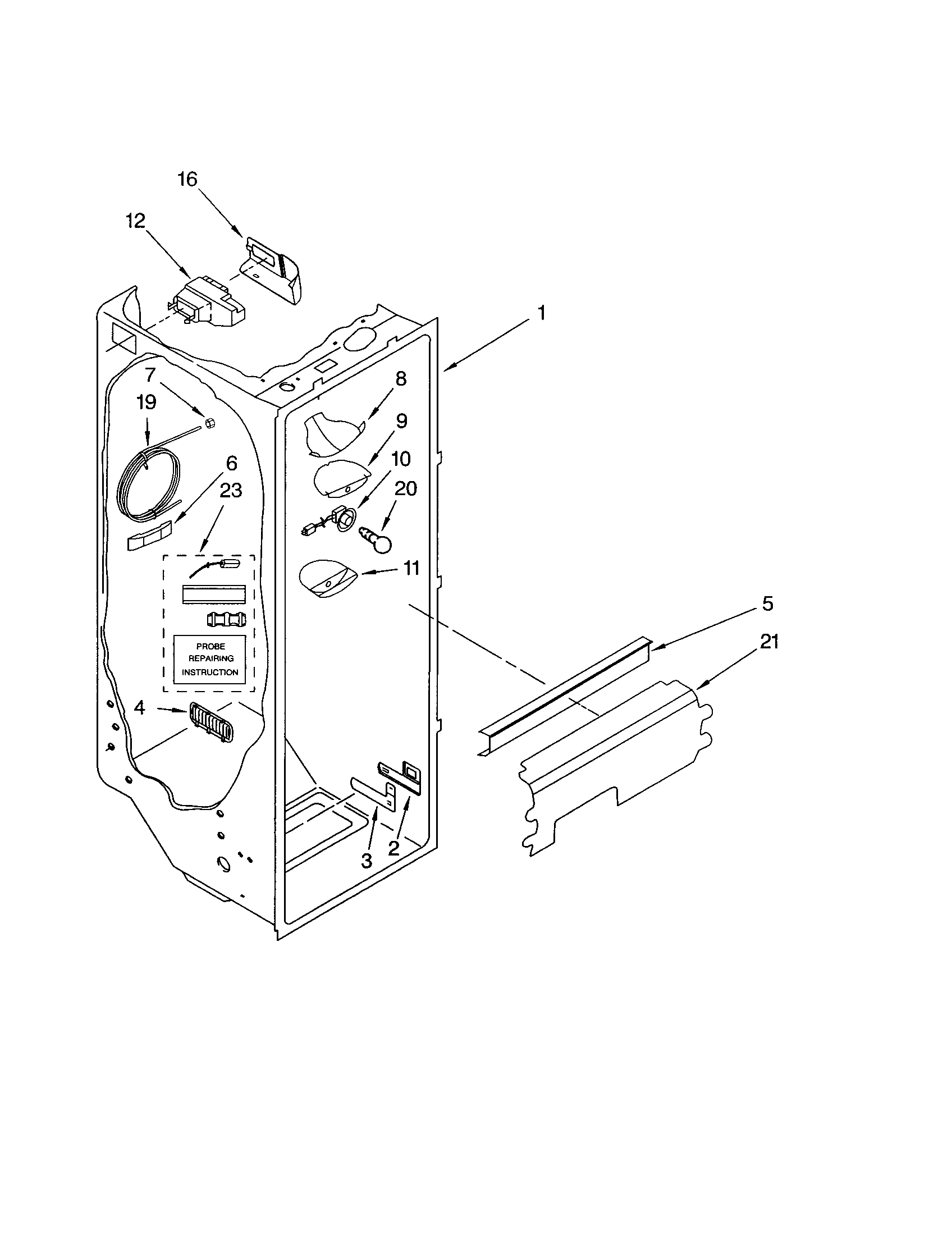 Kenmore 10654903300 refrigerator liner diagram