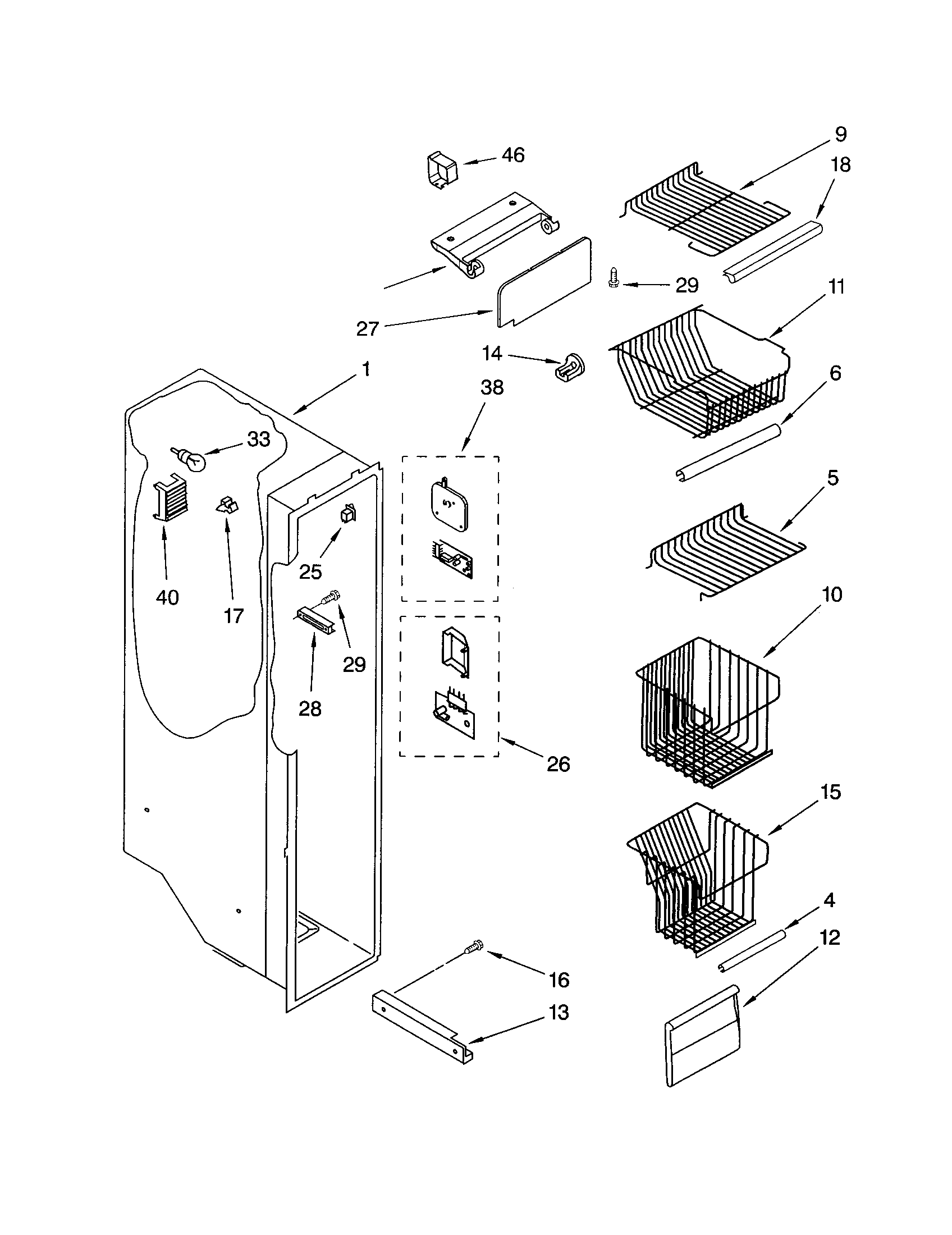 Kenmore 10654903300 freezer liner diagram