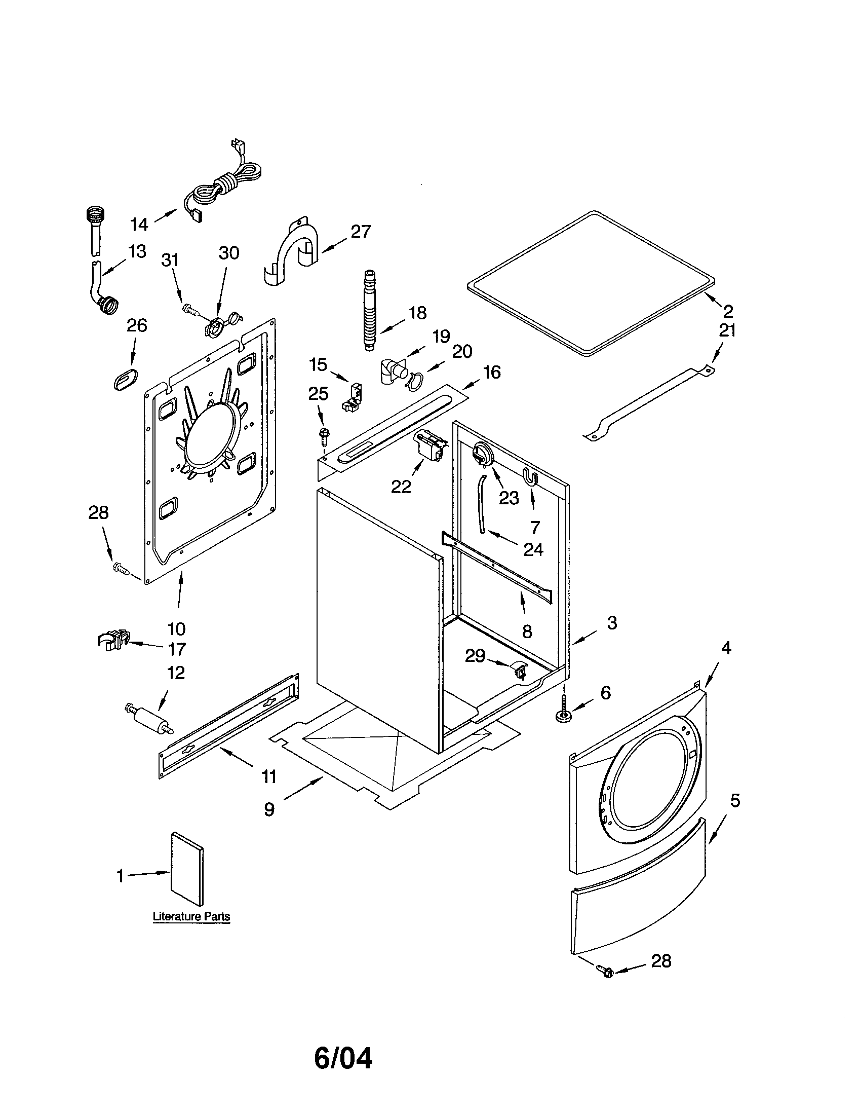 Kenmore Elite 11042926203 top and cabinet diagram