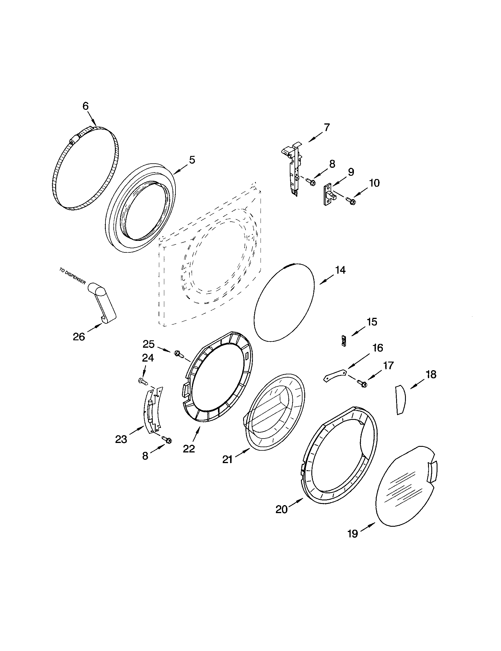 Kenmore Elite 11042926203 door and latch diagram