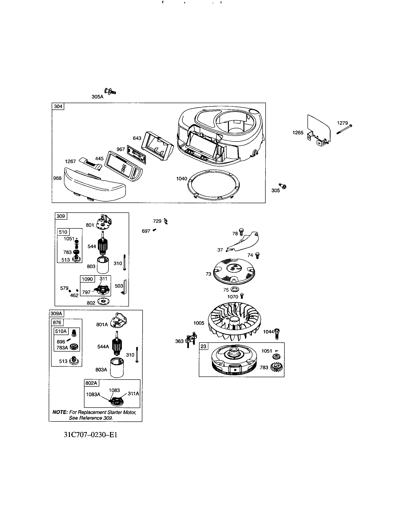Craftsman 917272681 motor-starter/housing-blower diagram