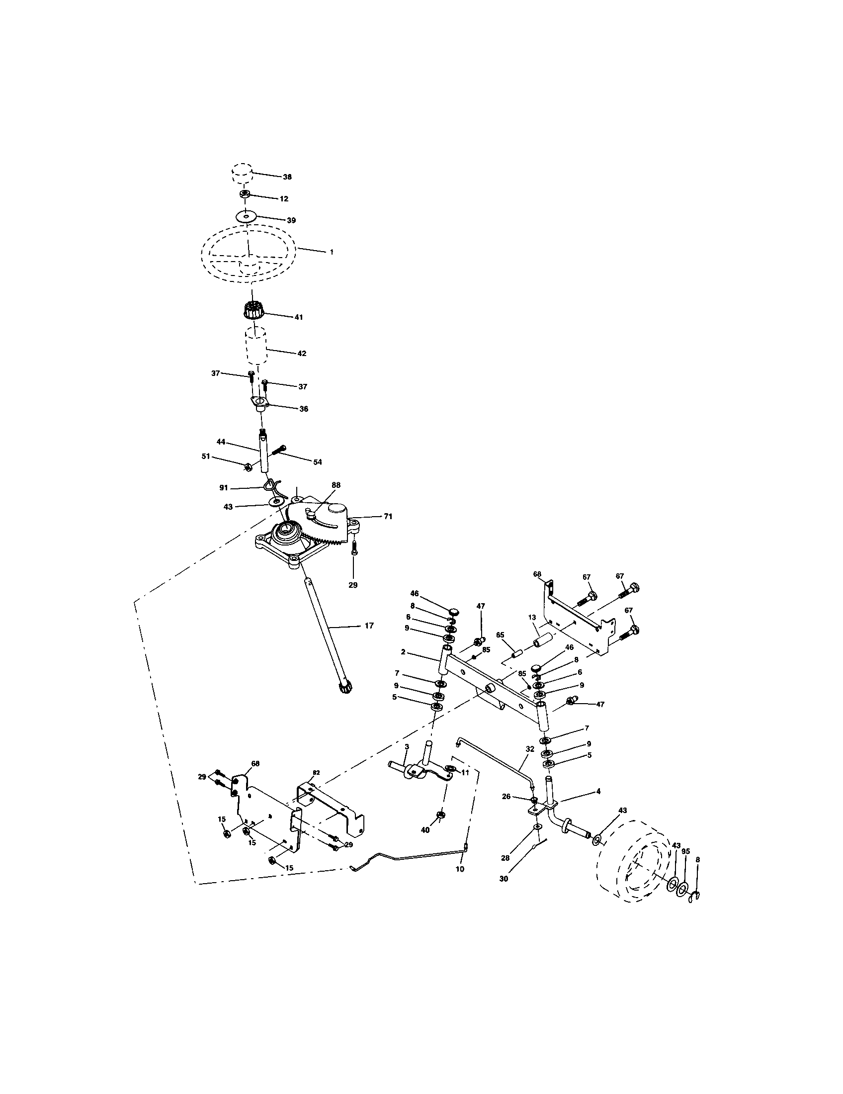 Craftsman 917273383 steering assembly diagram