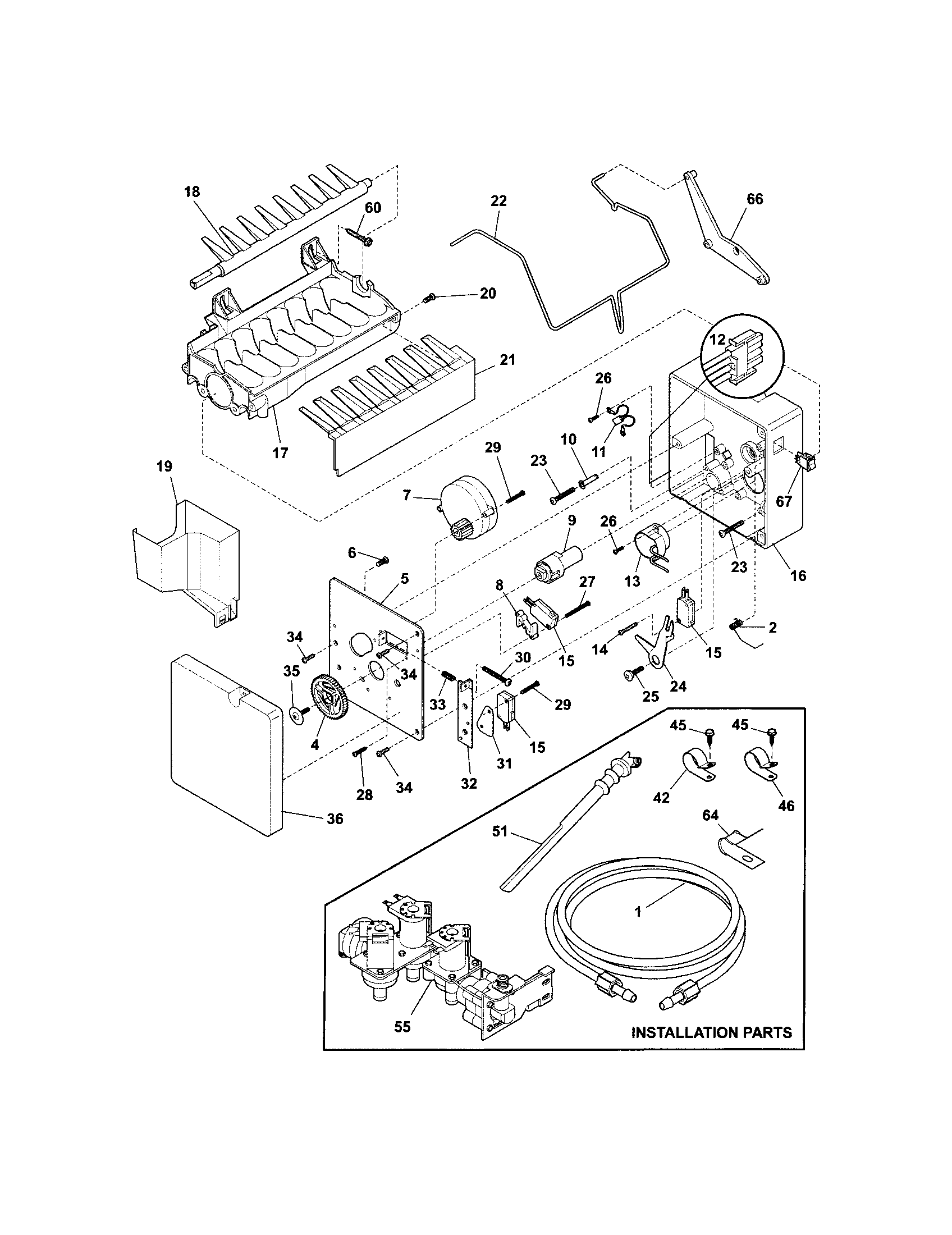 Frigidaire FRS23KF5DQ0 ice maker diagram