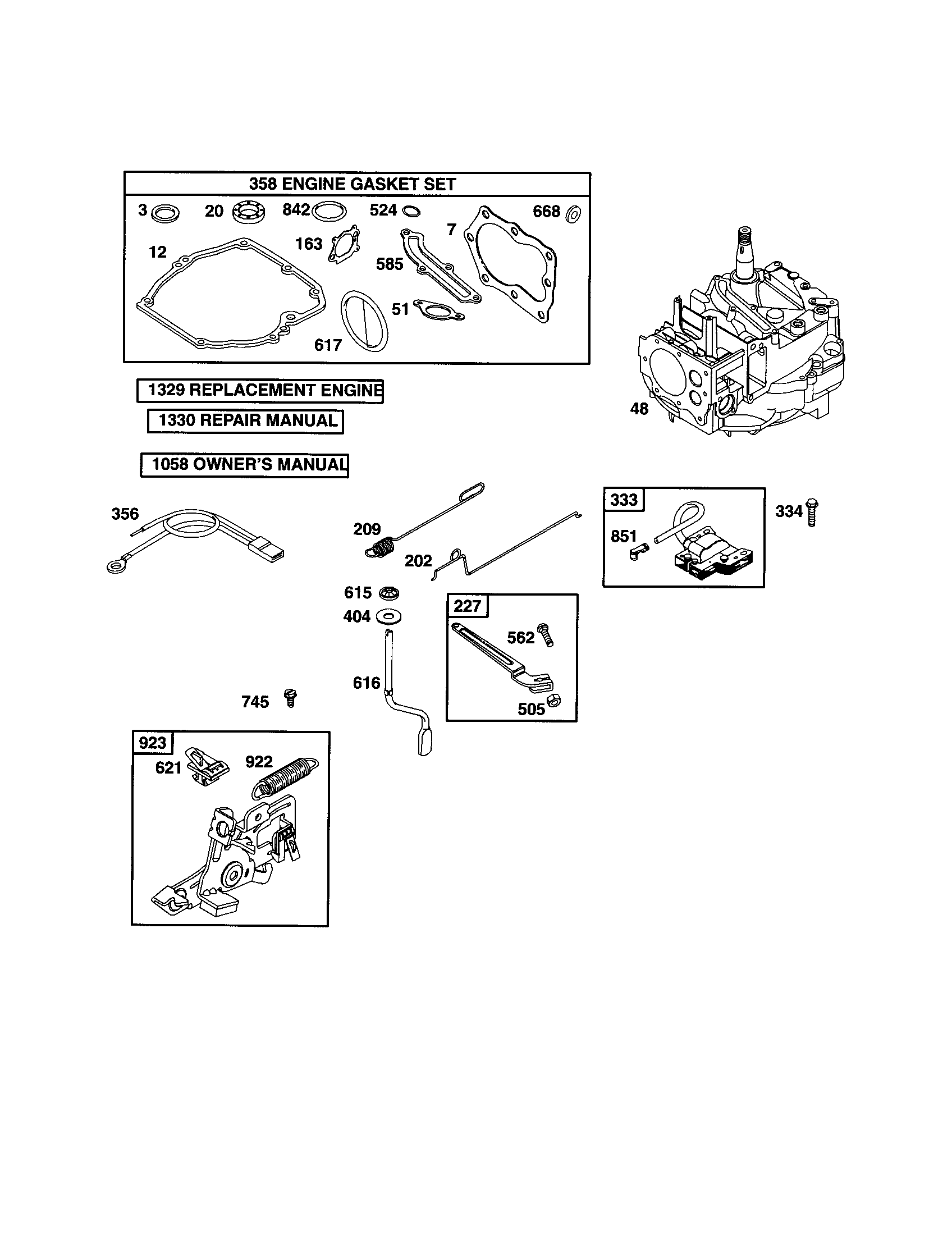 Craftsman 917379200 short block/brake diagram