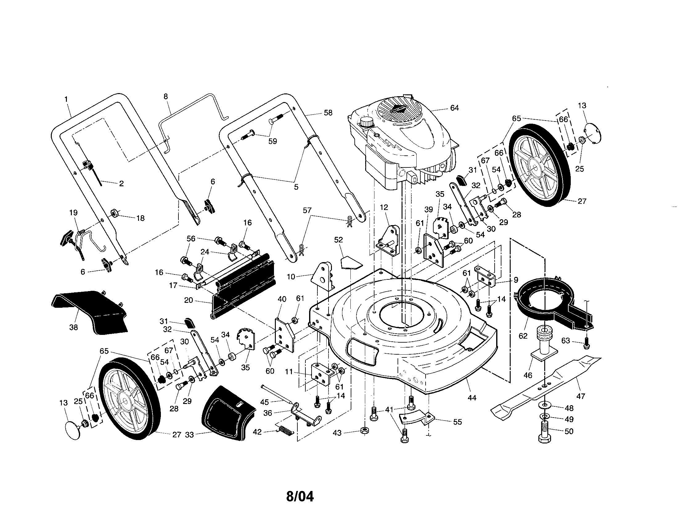 Craftsman 917379202 engine/housing/handle diagram