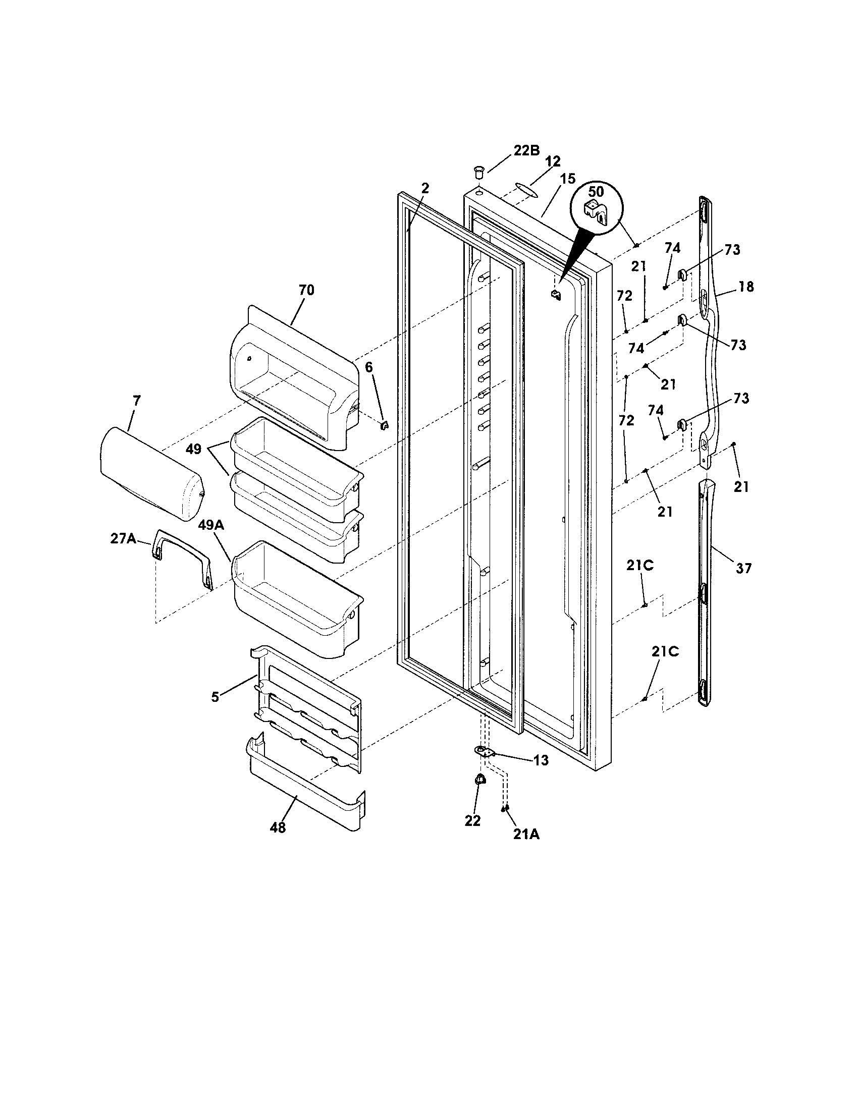 Frigidaire GHSC239DW1 refrigerator door diagram