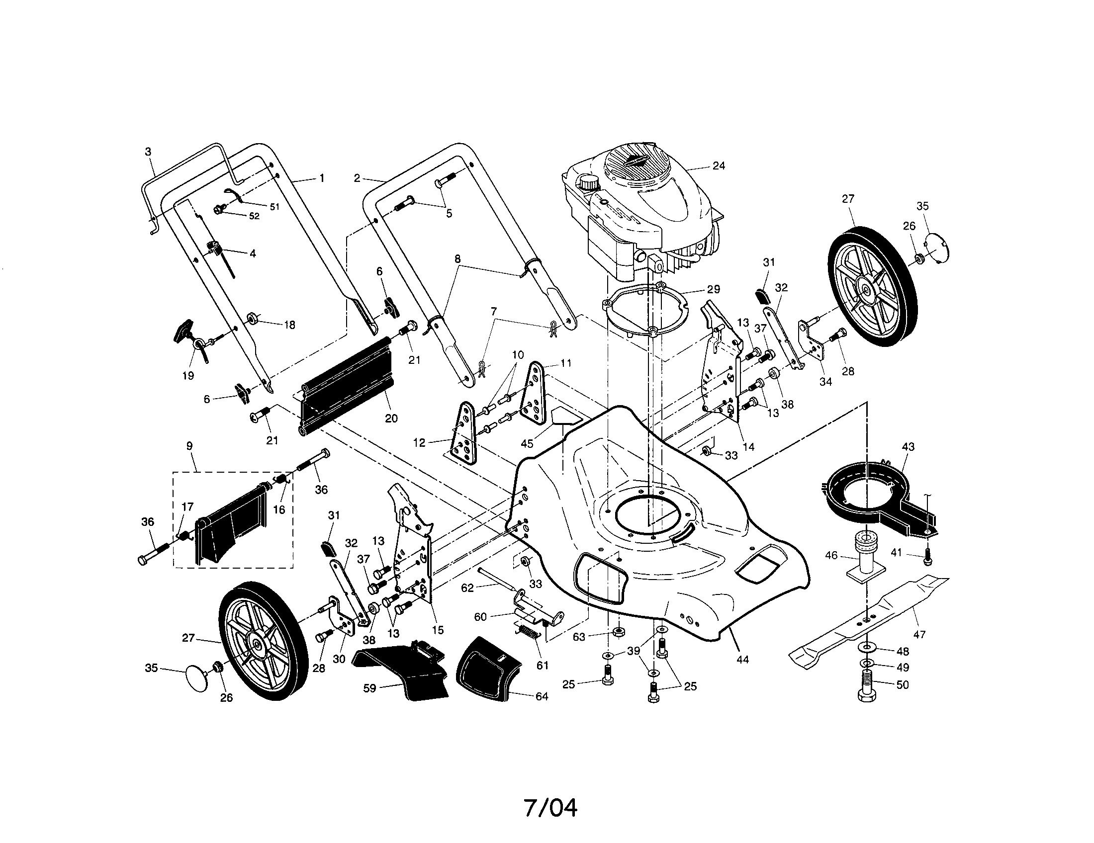 Craftsman 917378922 engine/housing/handle diagram