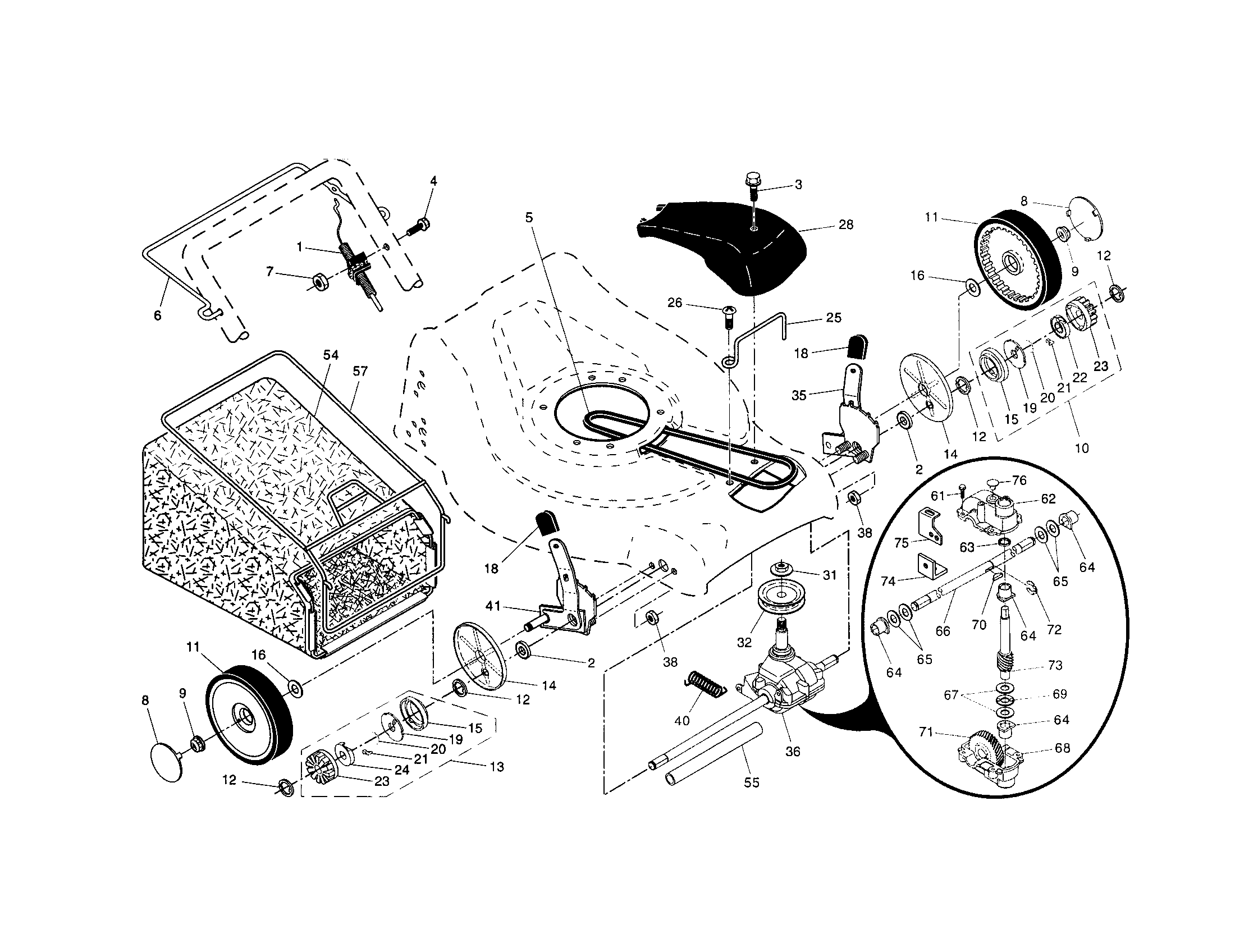 Craftsman 917378922 wheels/tires/bag diagram