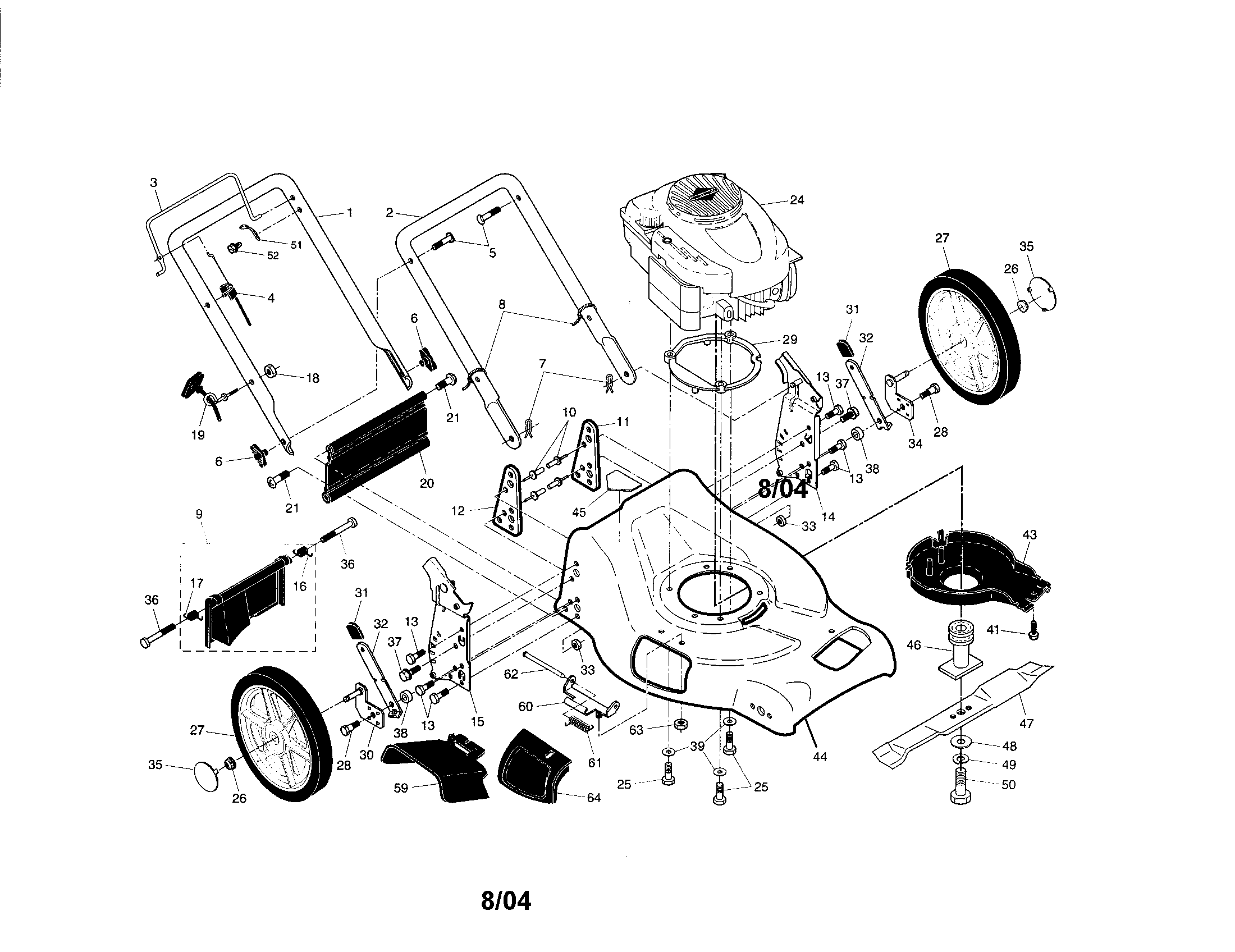 Craftsman 917378921 engine/housing/handle diagram