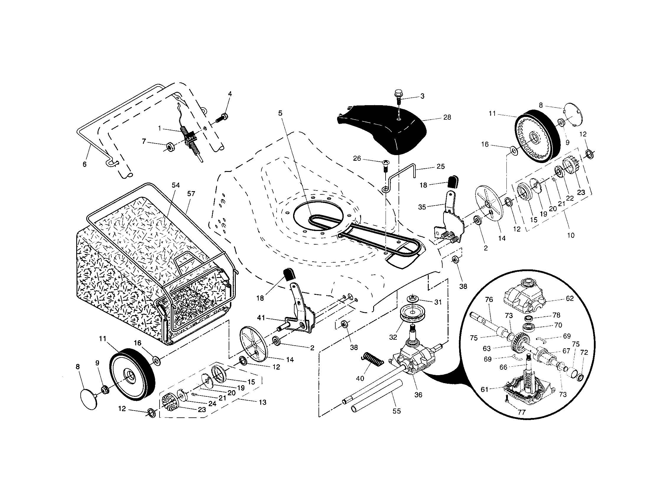 Craftsman 917378921 wheels/tires/bag diagram
