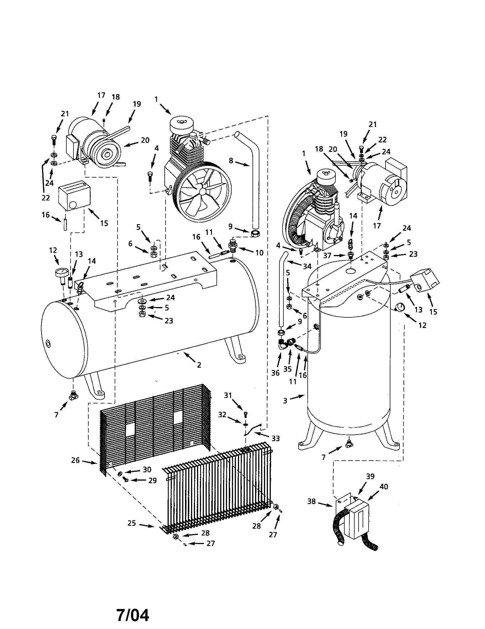 Campbell Hausfeld CI071080VMS air compressor assembly diagram
