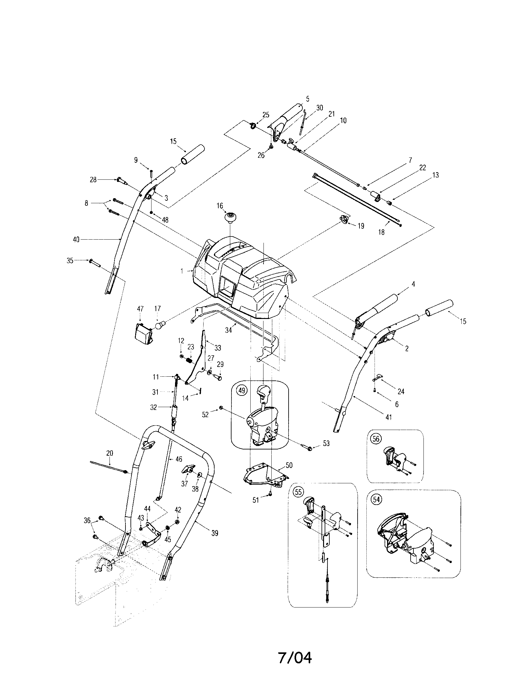 Troybilt 9528 panel/handle/shift lever diagram