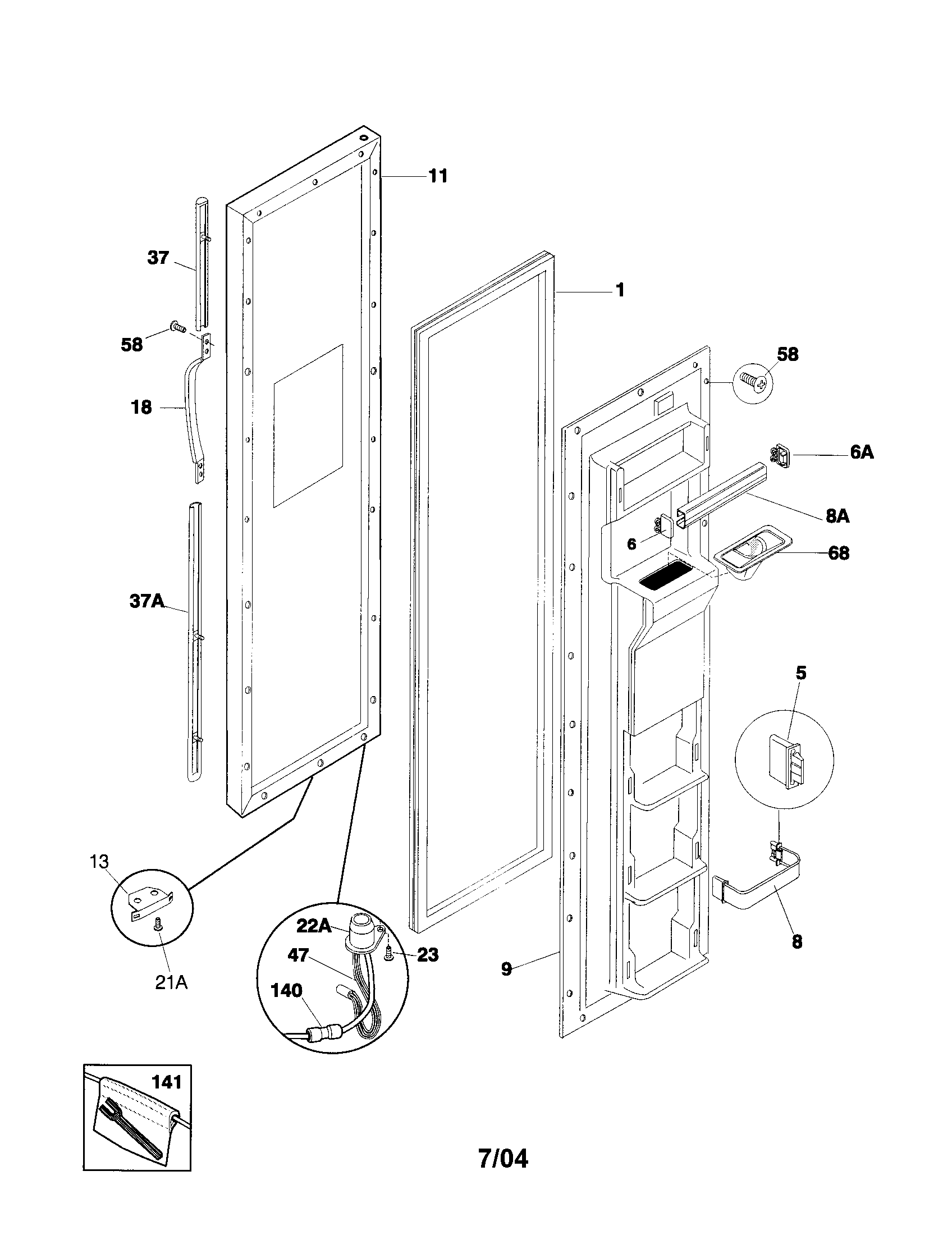Frigidaire FRS26ZTHD4 freezer door diagram