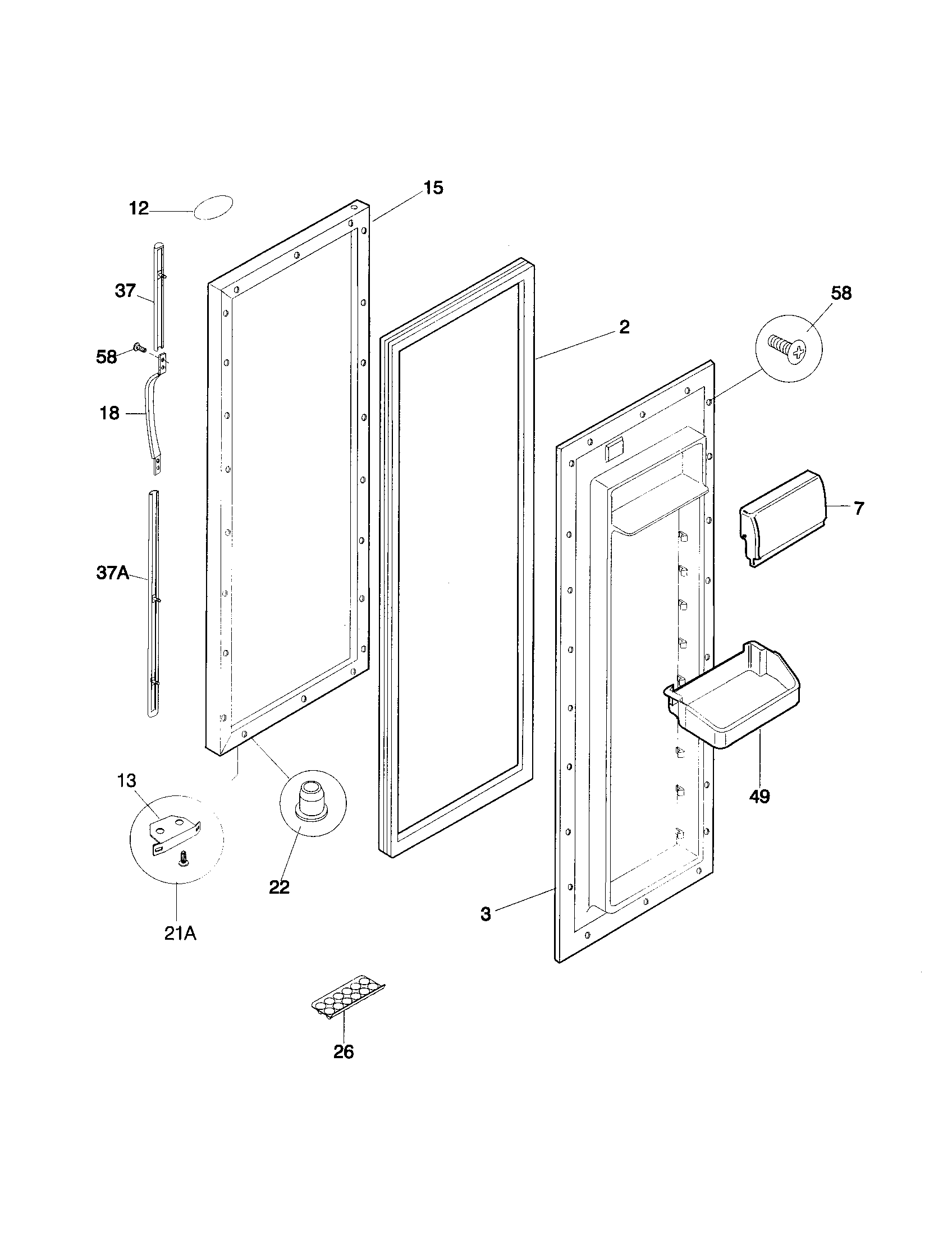 Frigidaire FRS26ZTHD4 refrigerator door diagram