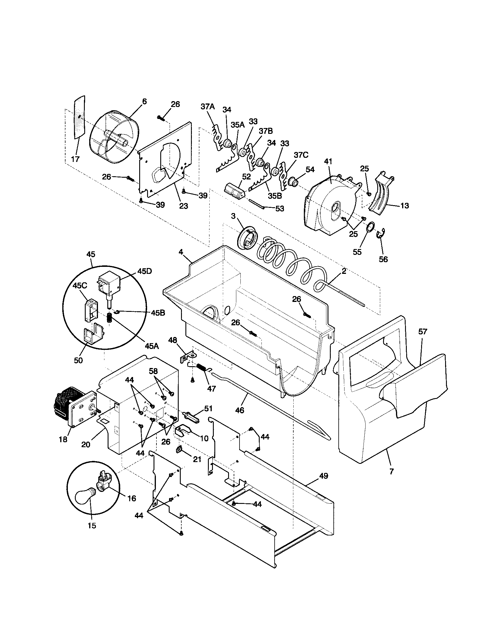 Frigidaire FRS26ZTHD4 ice container diagram