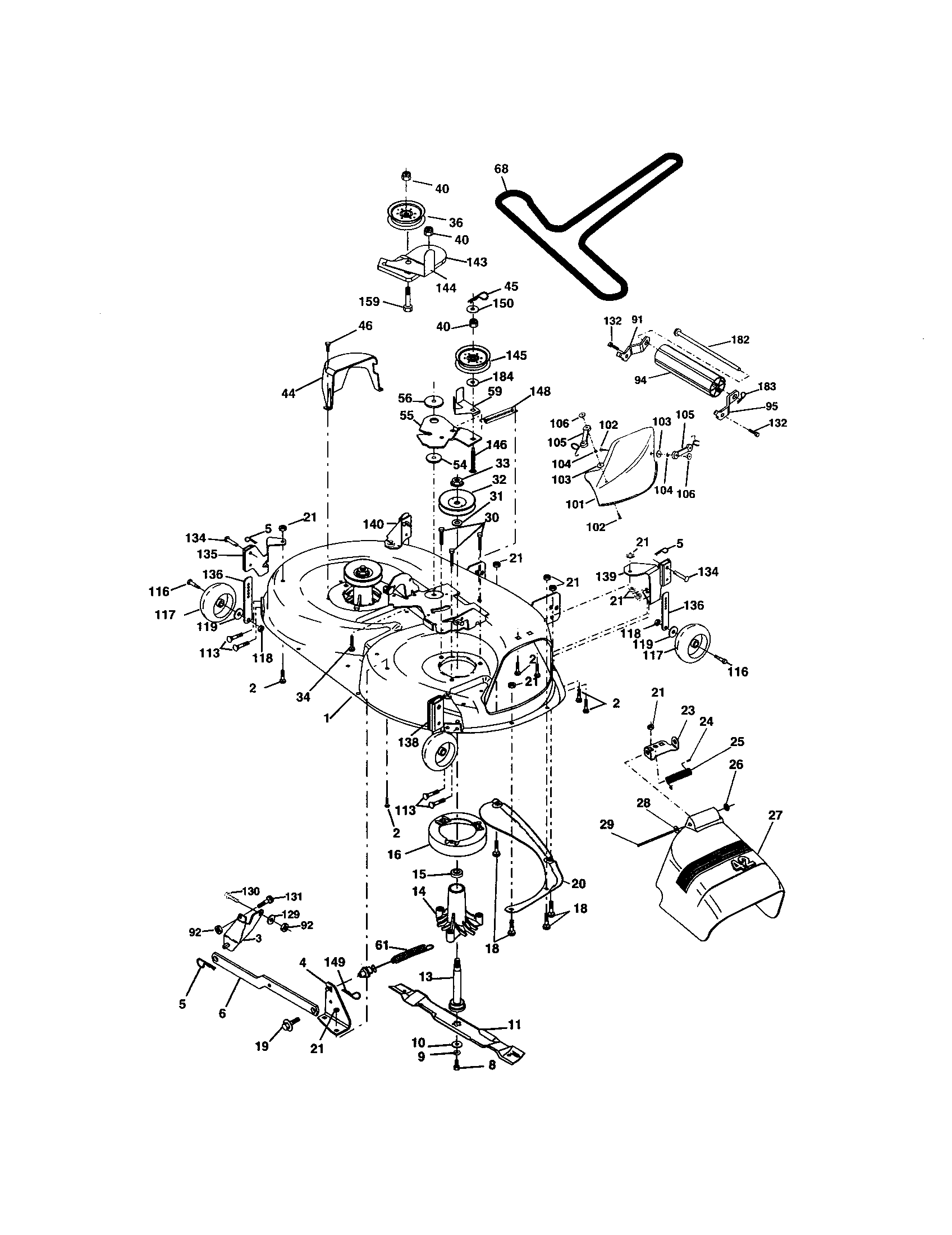 Craftsman 9172736405 mower deck diagram