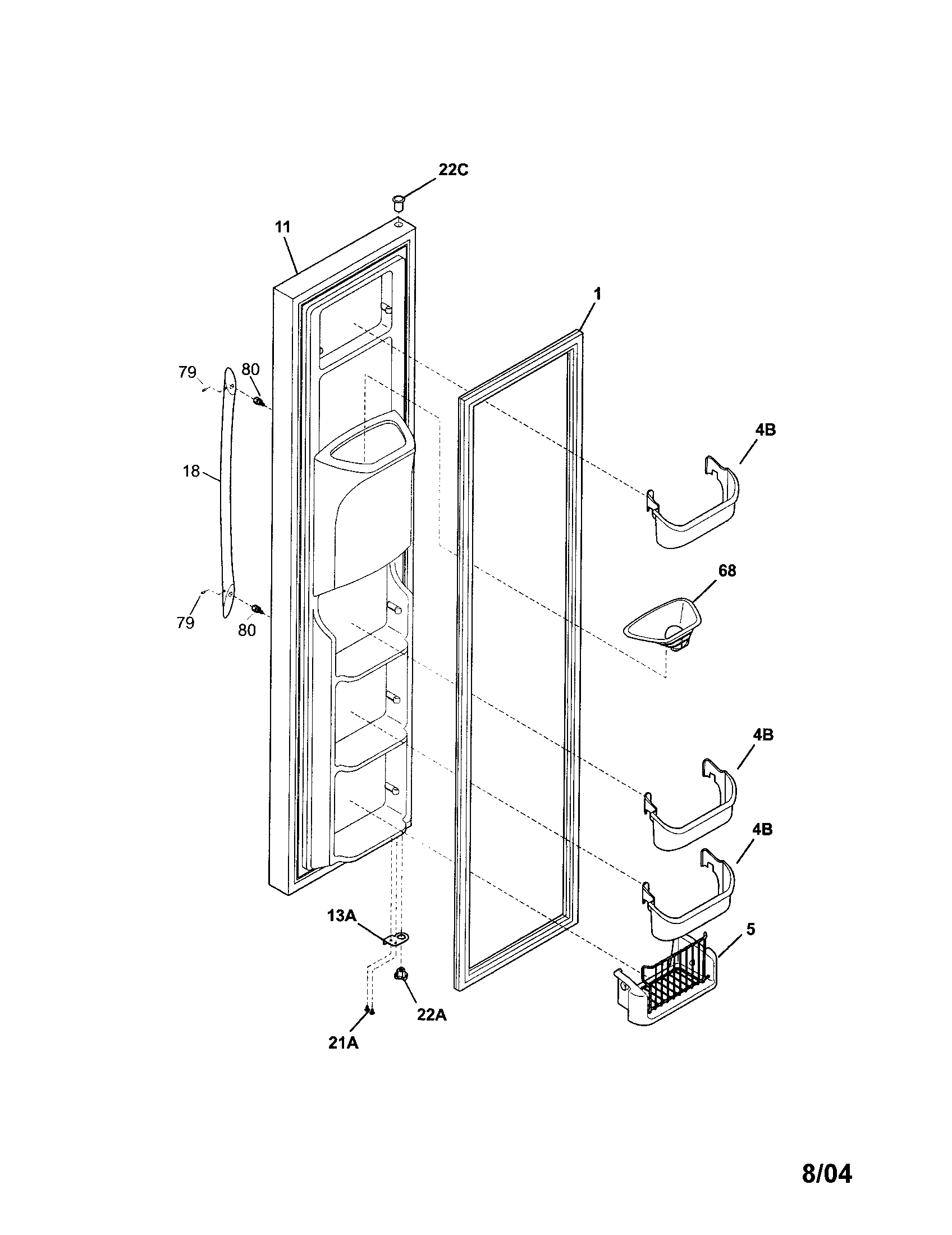 Frigidaire FSC23BBDSB1 freezer door diagram