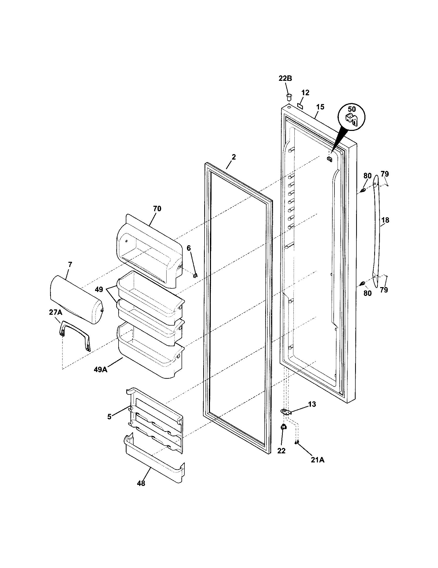 Frigidaire FSC23BBDSB1 refrigerator door diagram