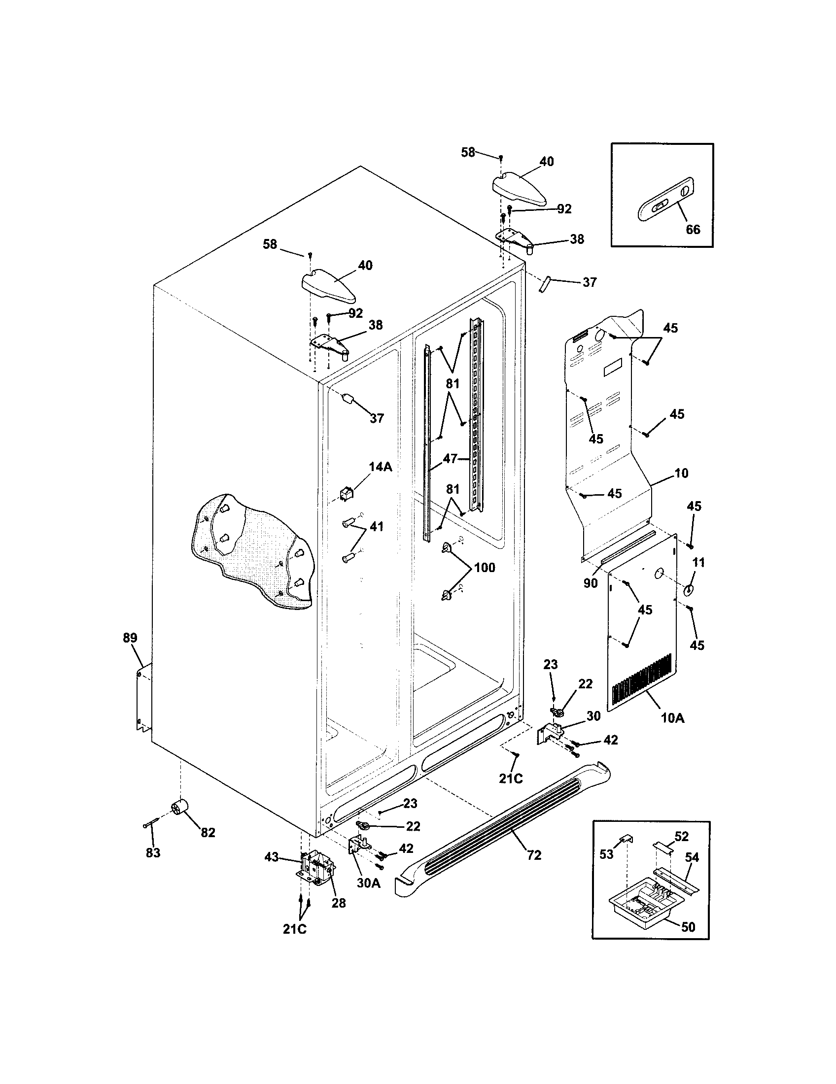 Frigidaire FSC23BBDSB1 cabinet diagram