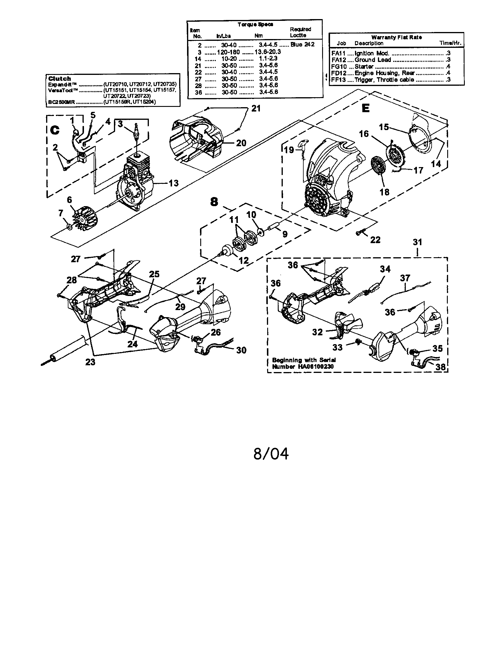 Homelite UT15159R ignition/rotor/starter/clutch diagram
