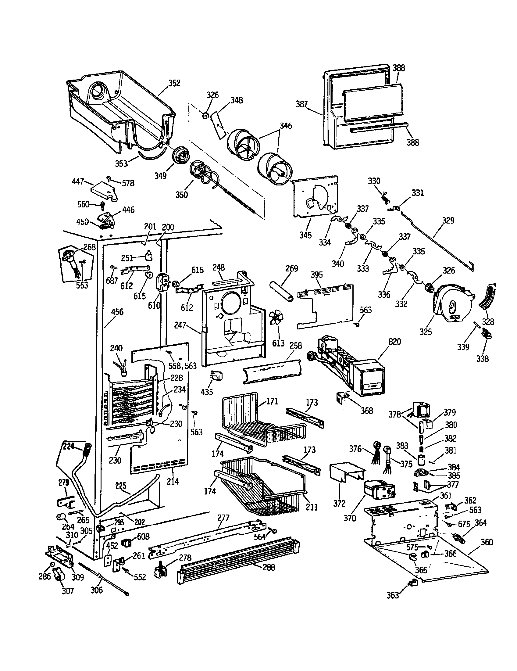 GE TPH21PBSAWW freezer section diagram